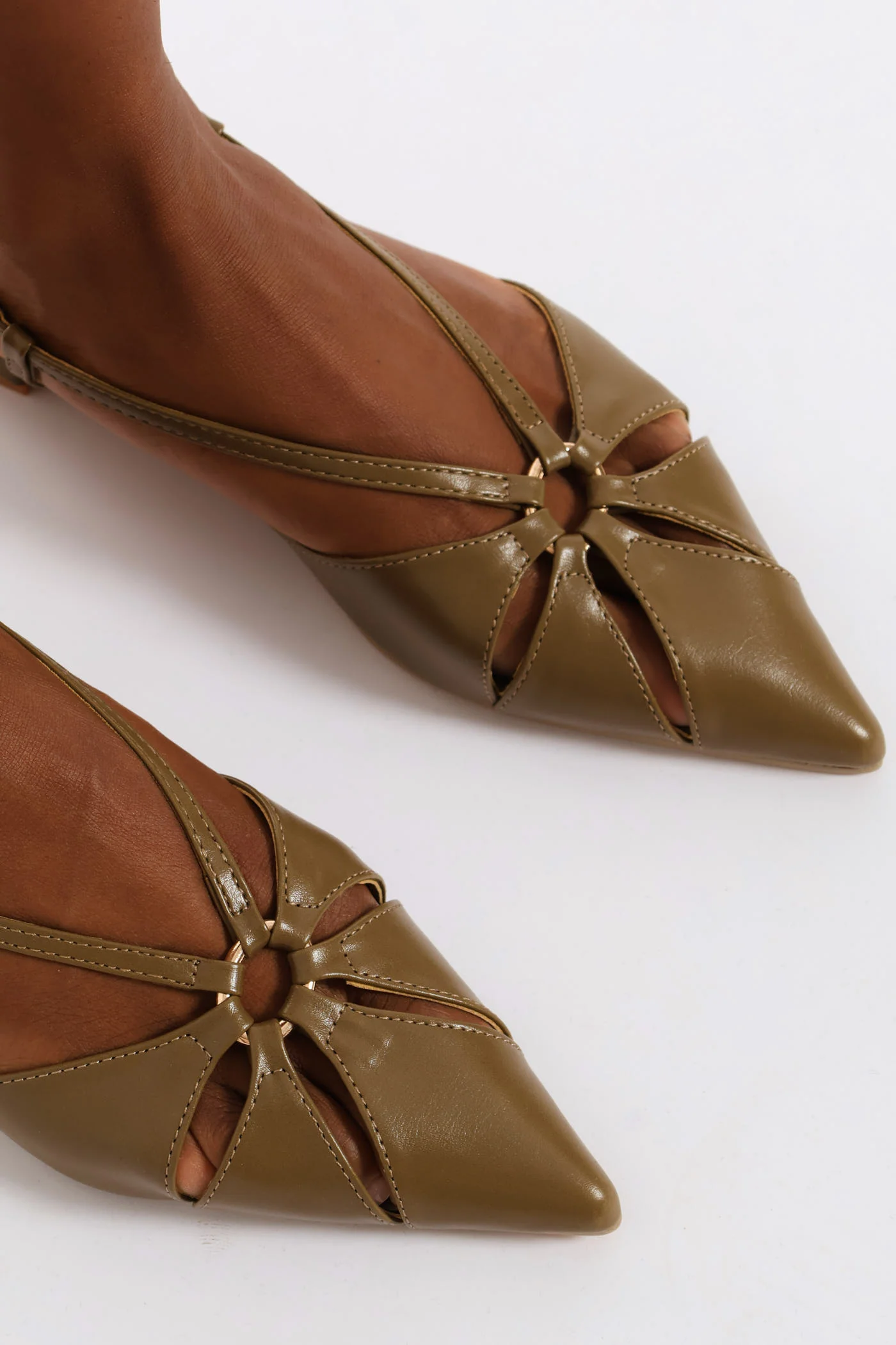 Panelled Slingback Mule - Olive - Image 3