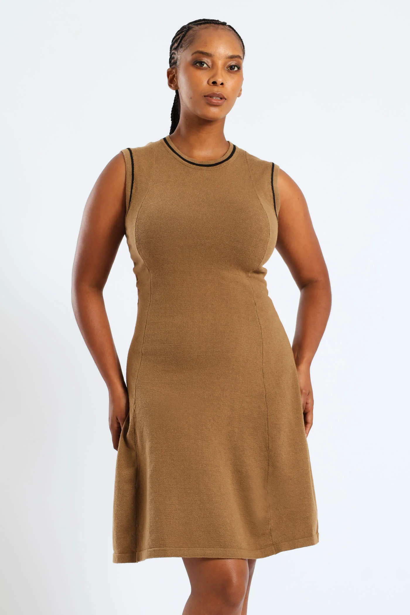 Panelled Tipped Skater Knitwear Dress - Image 2