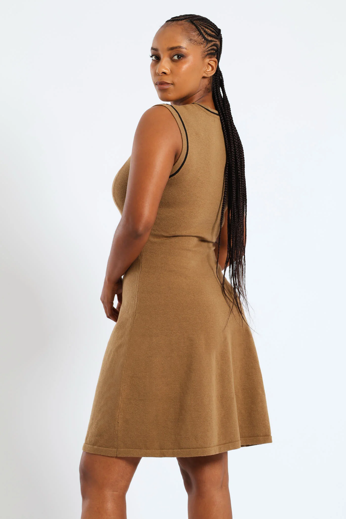 Panelled Tipped Skater Knitwear Dress - Image 3