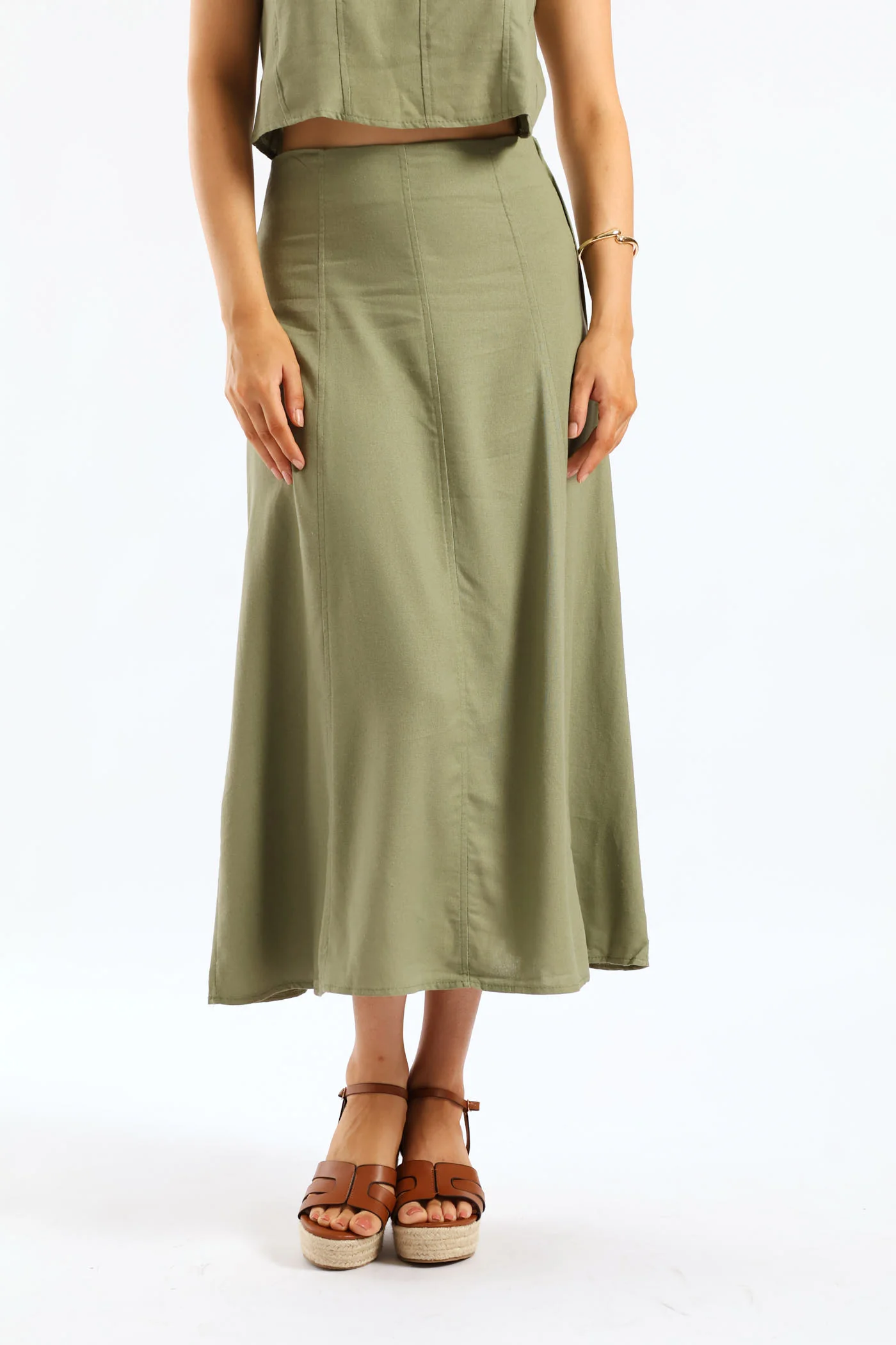 Pannelled Flare Midaxi Skirt - Light Fatigue - Image 2