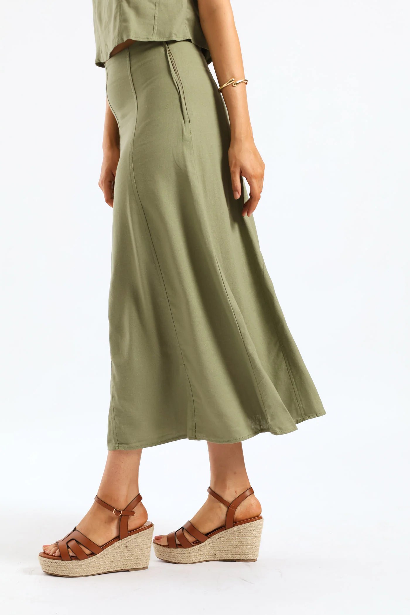 Pannelled Flare Midaxi Skirt - Light Fatigue - Image 3