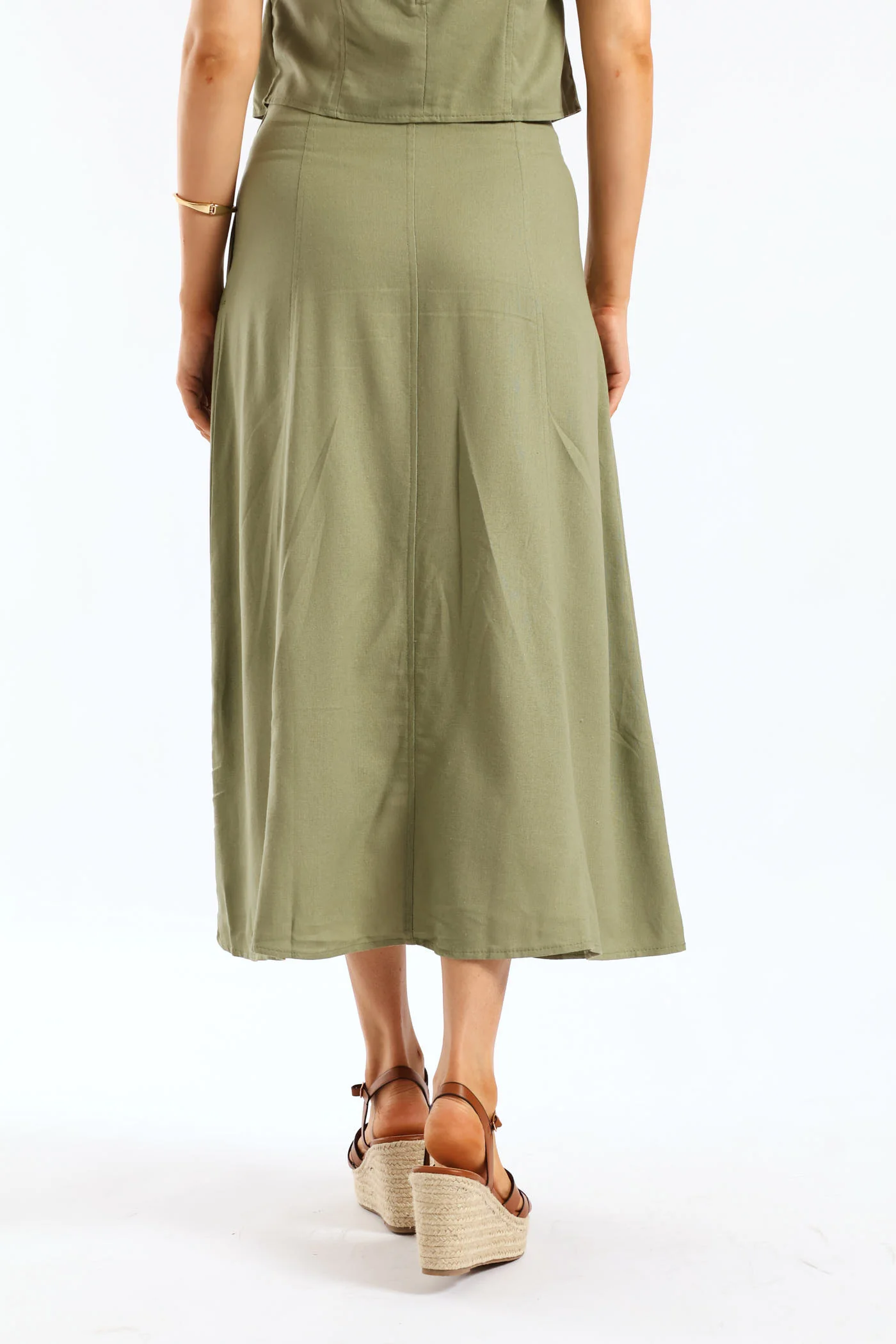 Pannelled Flare Midaxi Skirt - Light Fatigue - Image 4