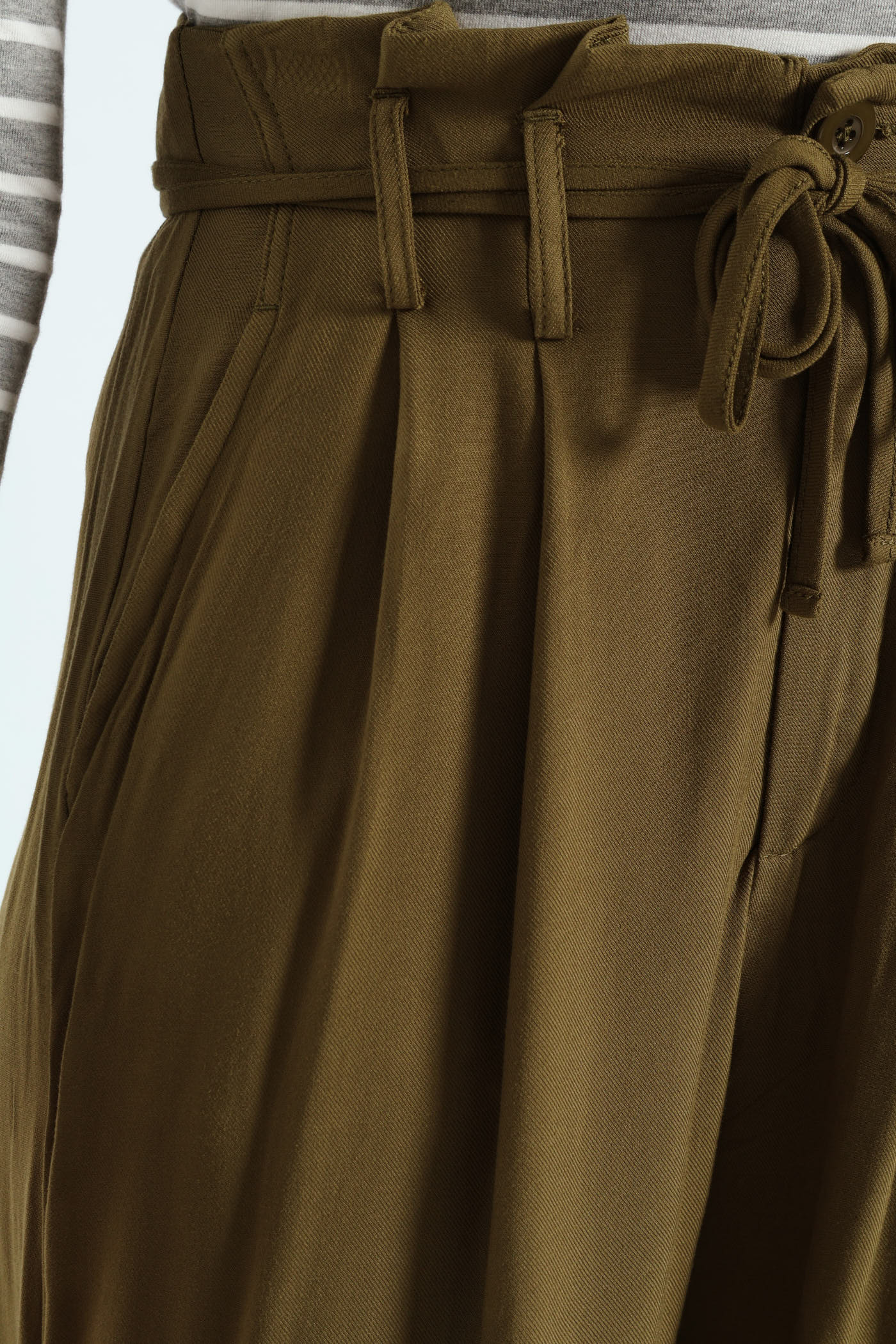 Paperbag Self Belt Wideleg Pant - Fatigue - Image 5