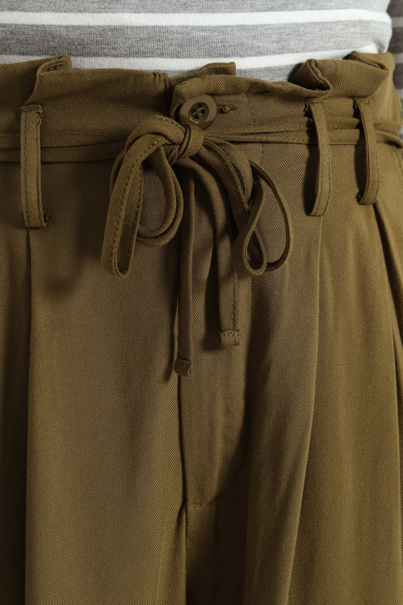 Paperbag Self Belt Wideleg Pant - Fatigue - Image 6
