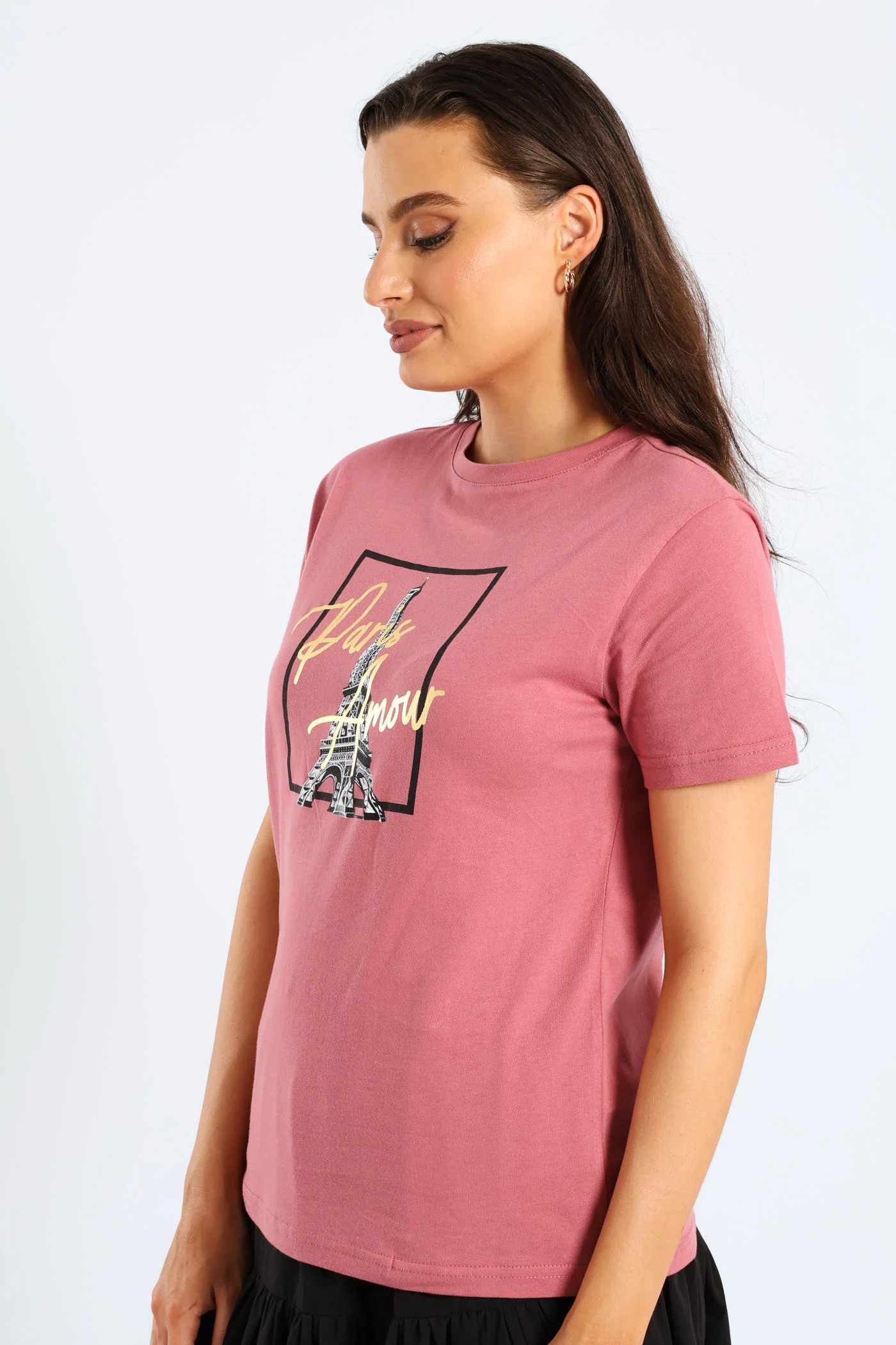 Paris Amour Eiffel Tower Frame Foil Regular Tee - Deco Rose - Image 2