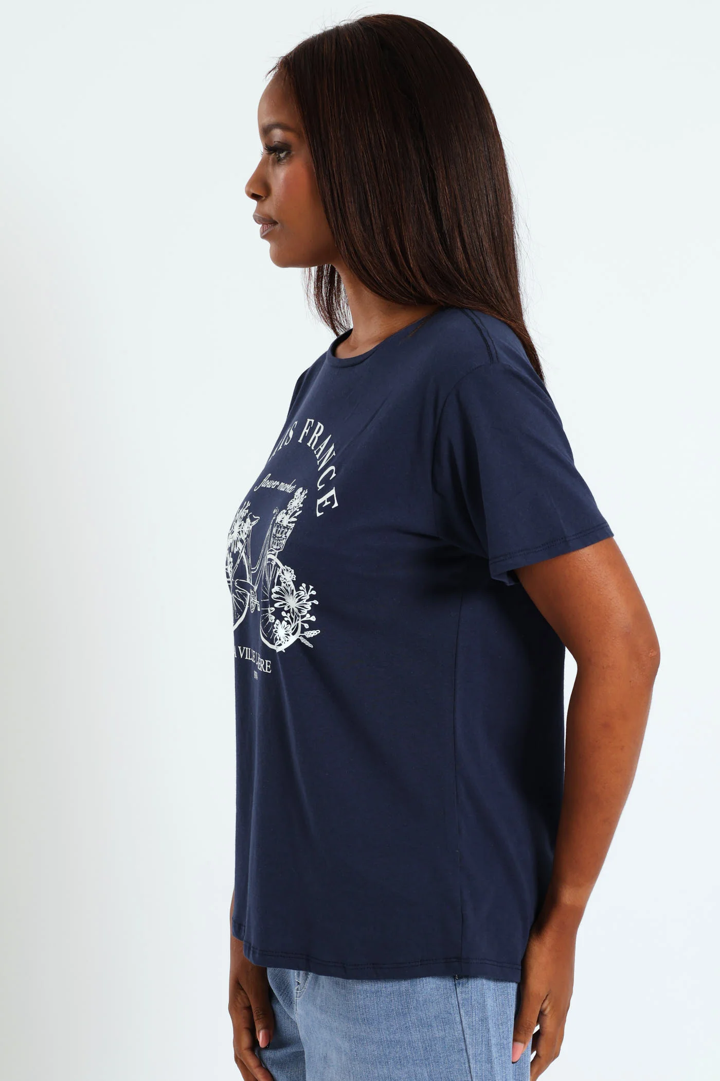 Paris France Bicycle Tee - Midnight Blue - Image 3