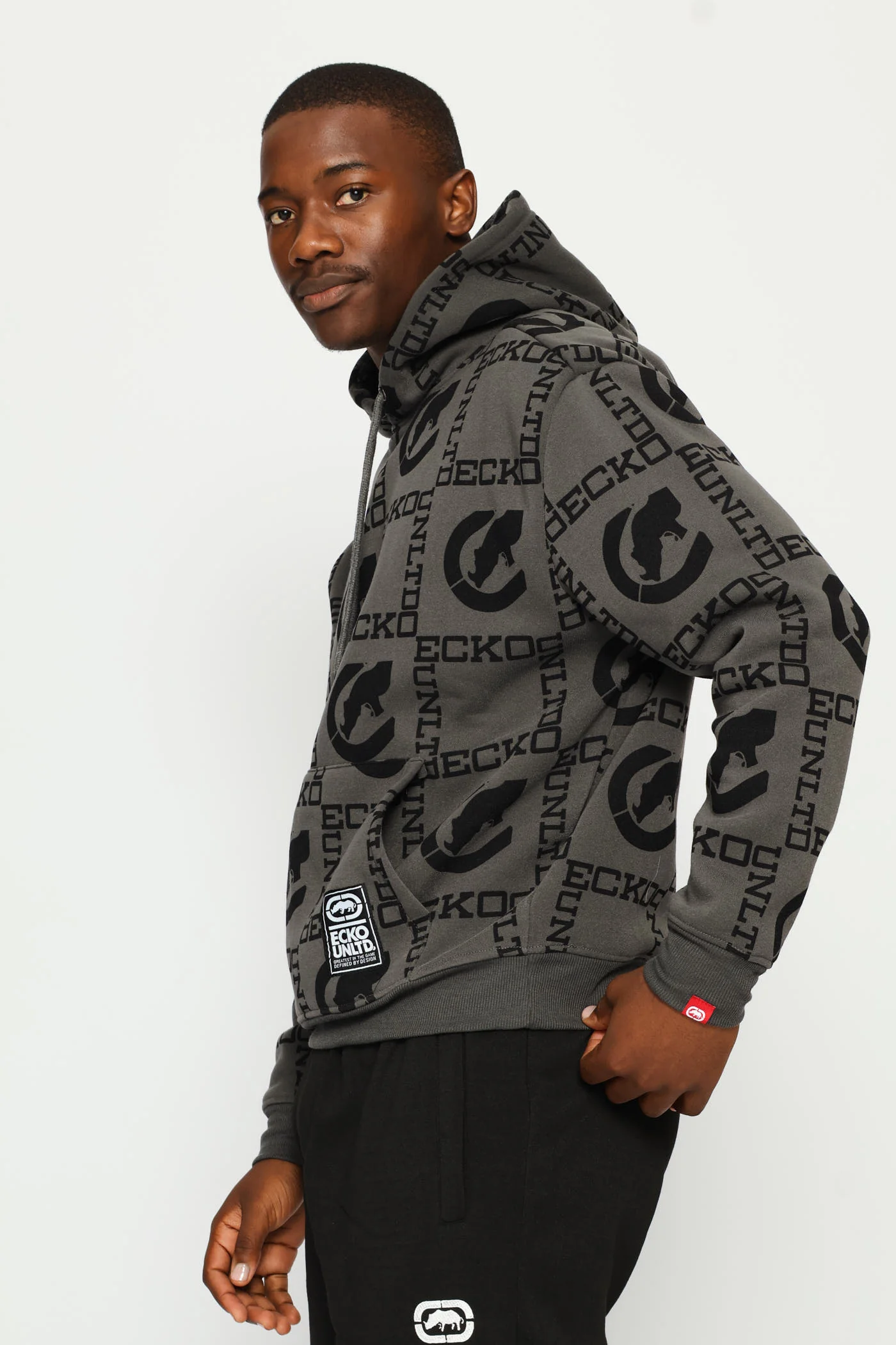Patchwork Hoodie - Charcoal - Image 3