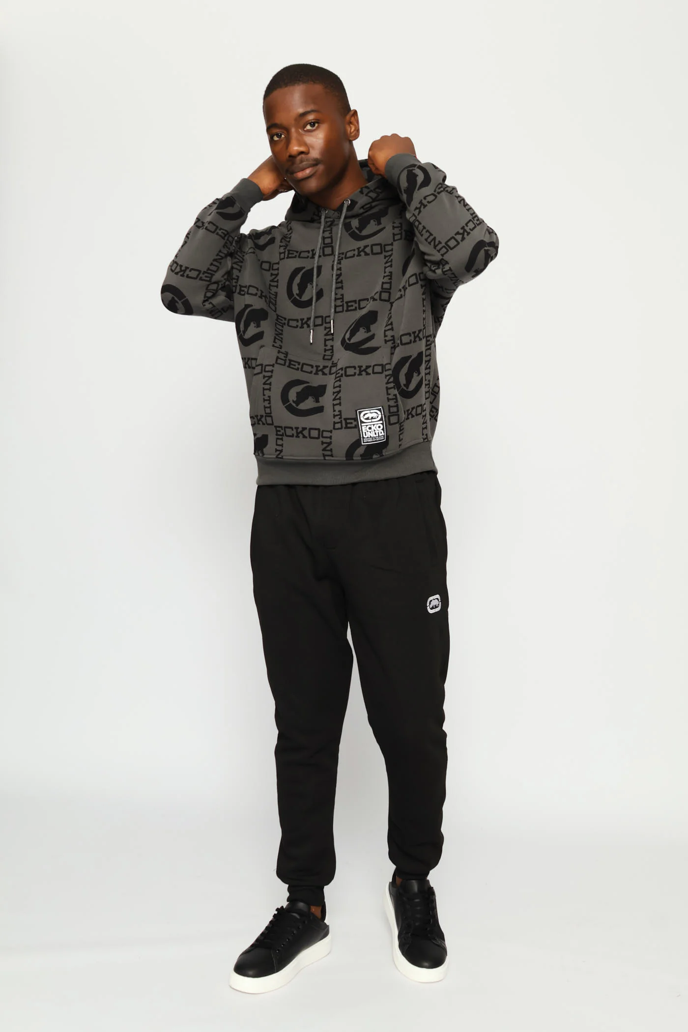 Patchwork Hoodie - Charcoal - Image 6