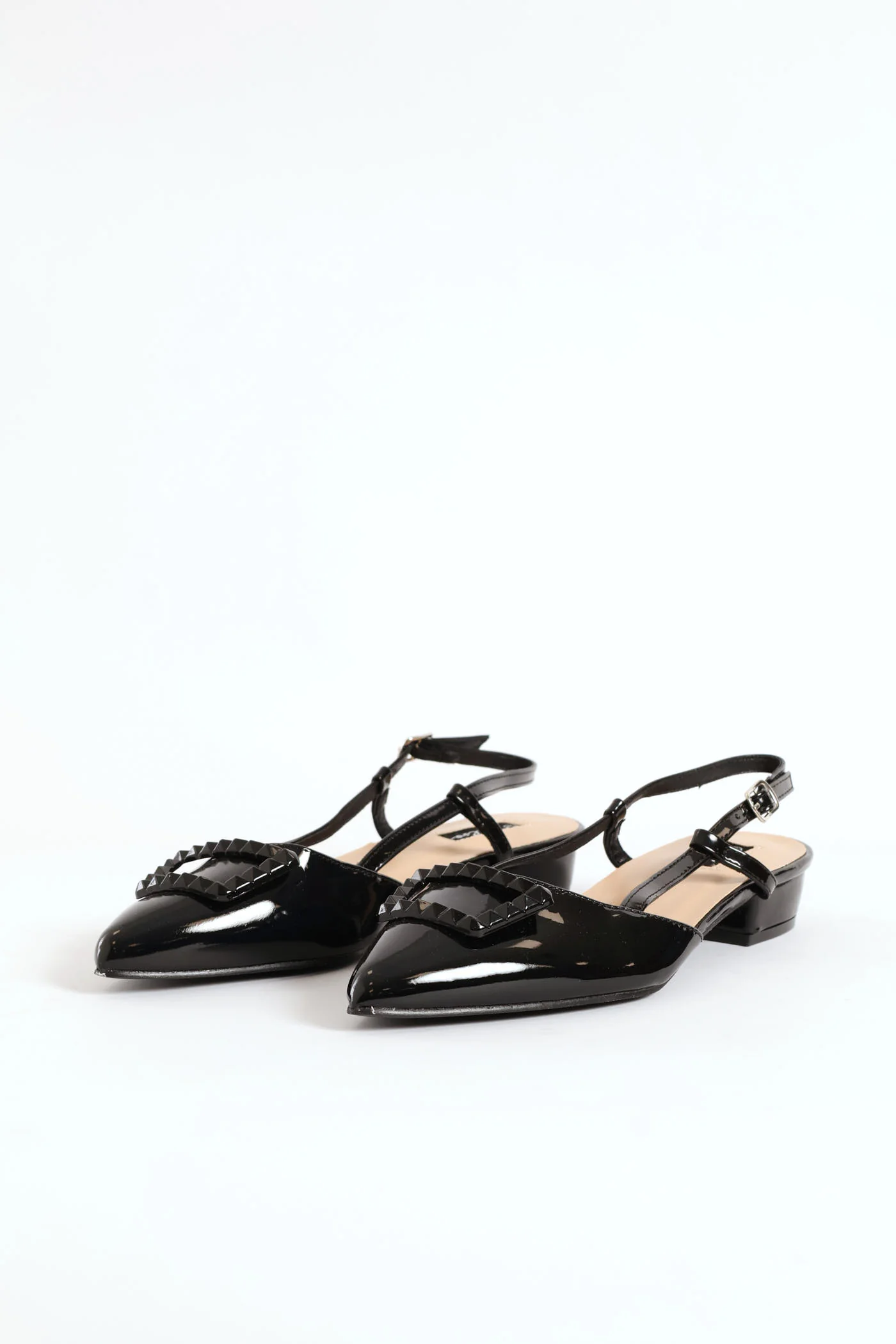 Patent Slingback Self Color Trim Mule - Black - Image 2