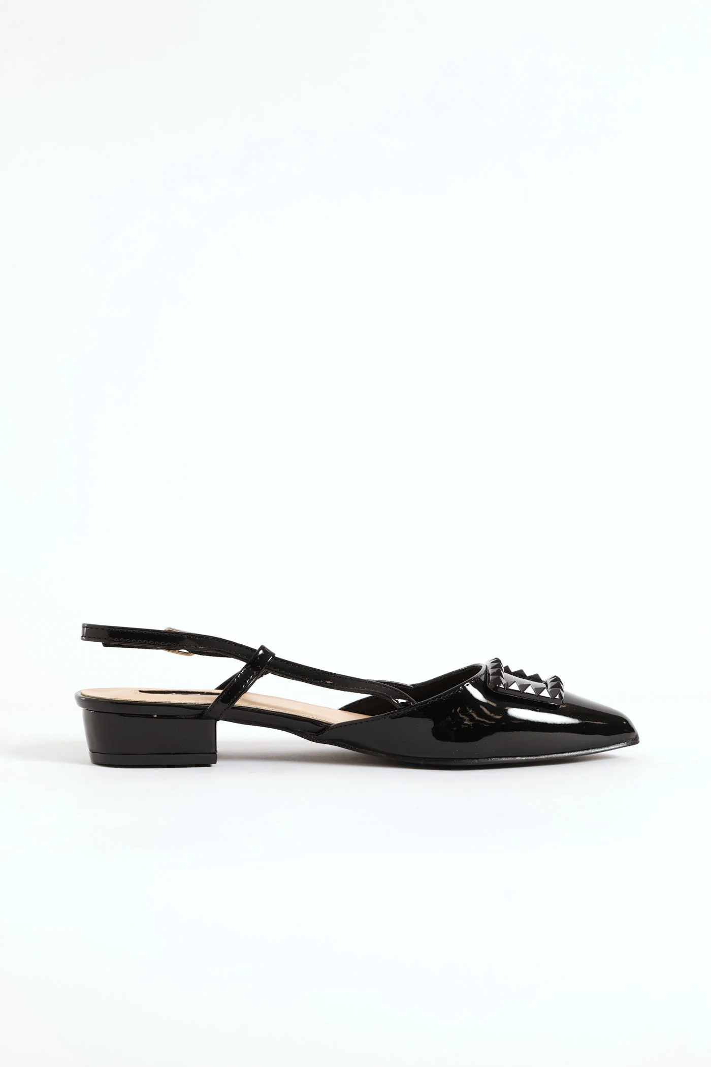 Patent Slingback Self Color Trim Mule - Black - Image 4
