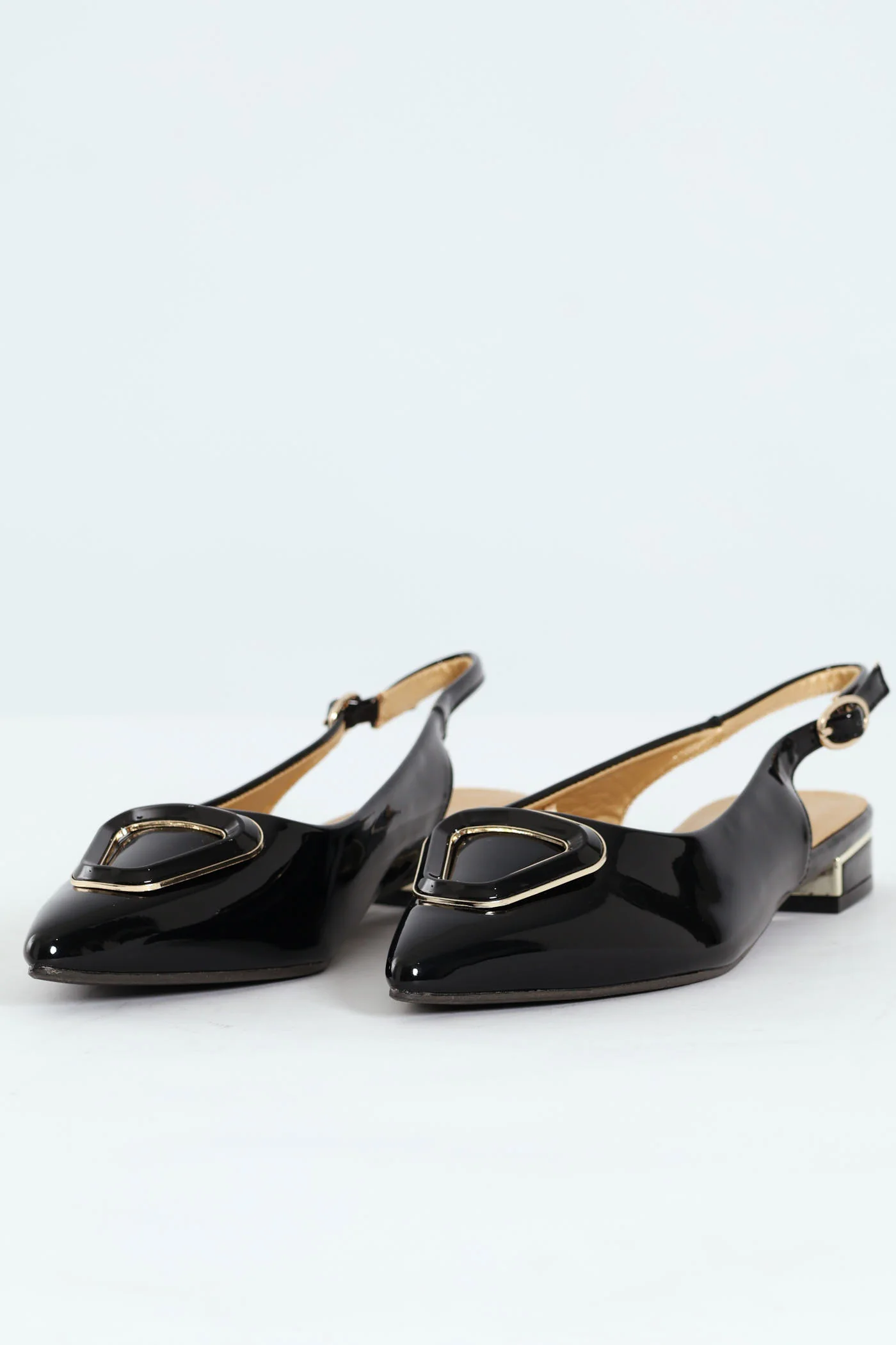 Patent Slingback Trim Low Block Mule Heel - Black - Image 3