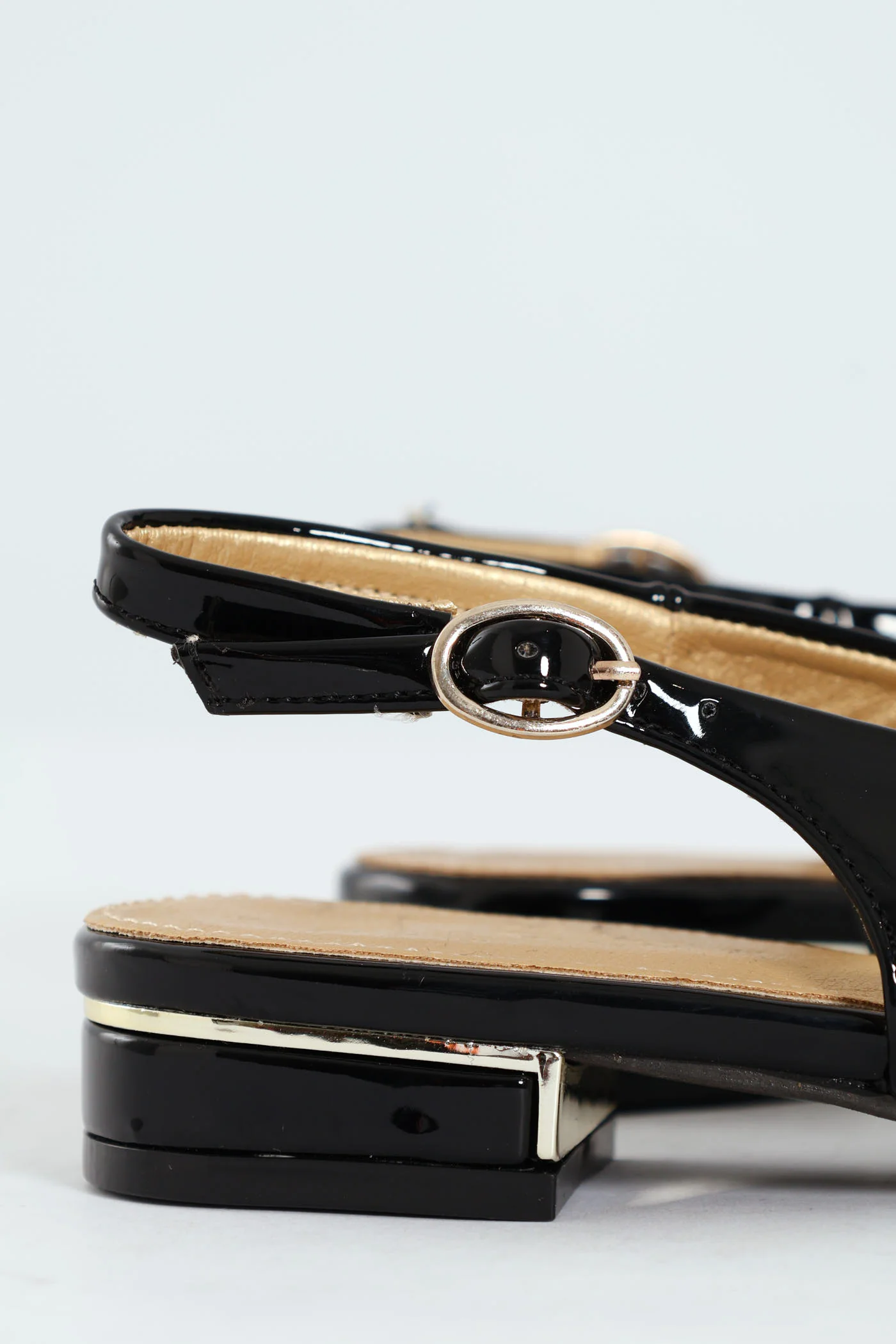 Patent Slingback Trim Low Block Mule Heel - Black - Image 5