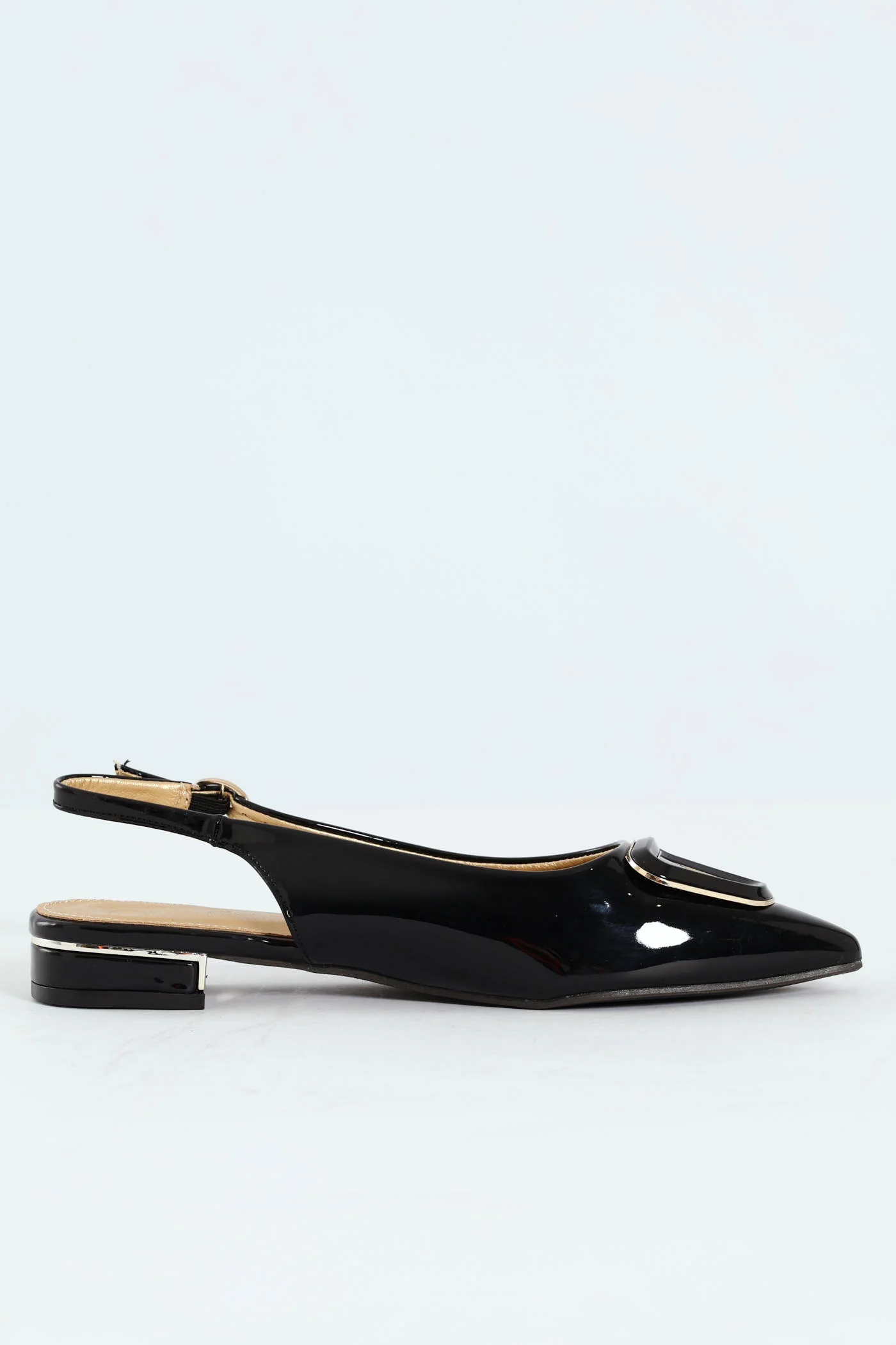 Patent Slingback Trim Low Block Mule Heel - Black - Image 6