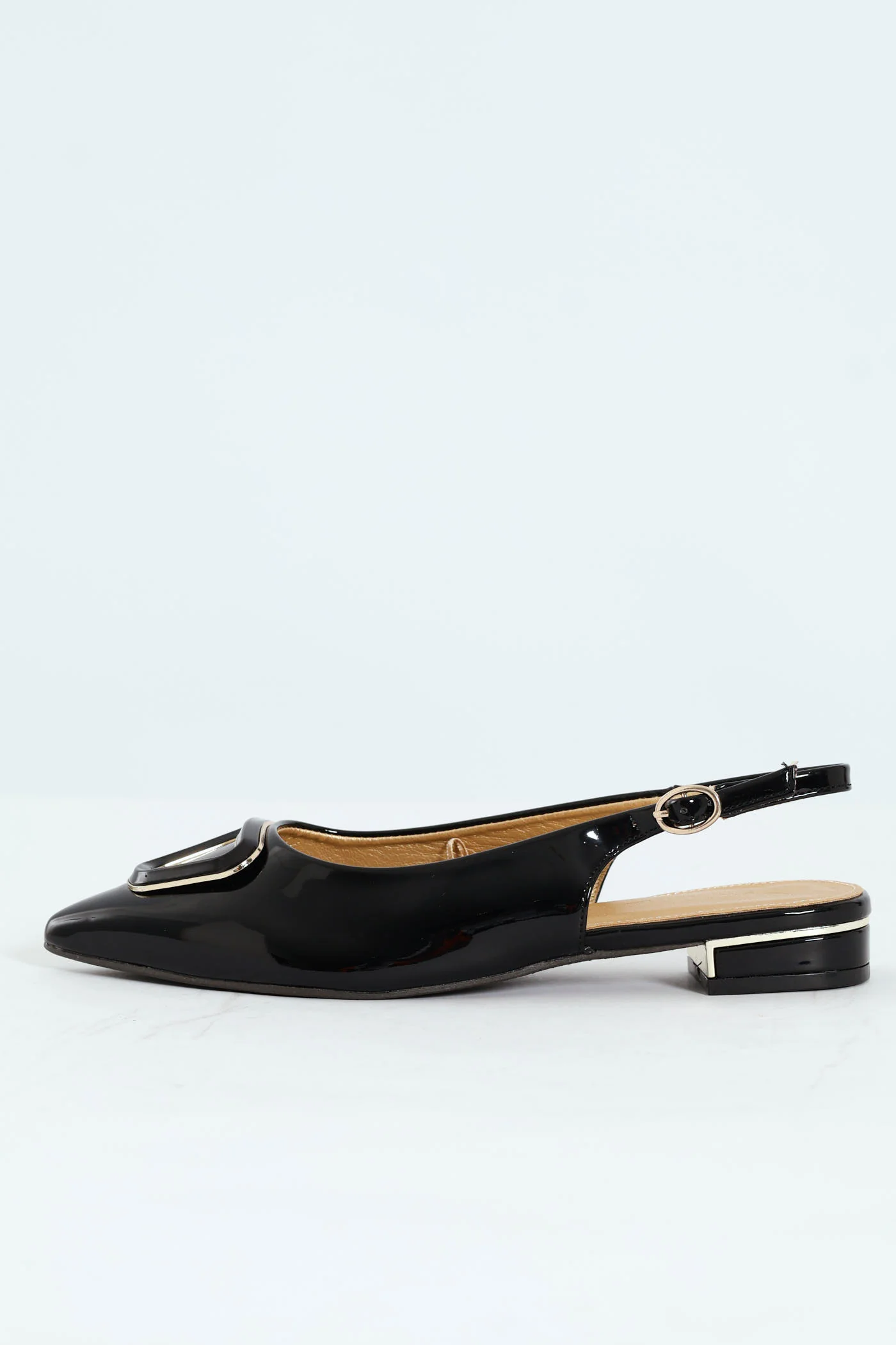 Patent Slingback Trim Low Block Mule Heel - Black - Image 7