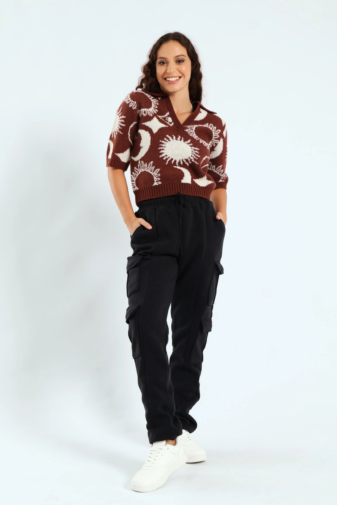 Pattern Collar Knitwear - Brick - Image 2