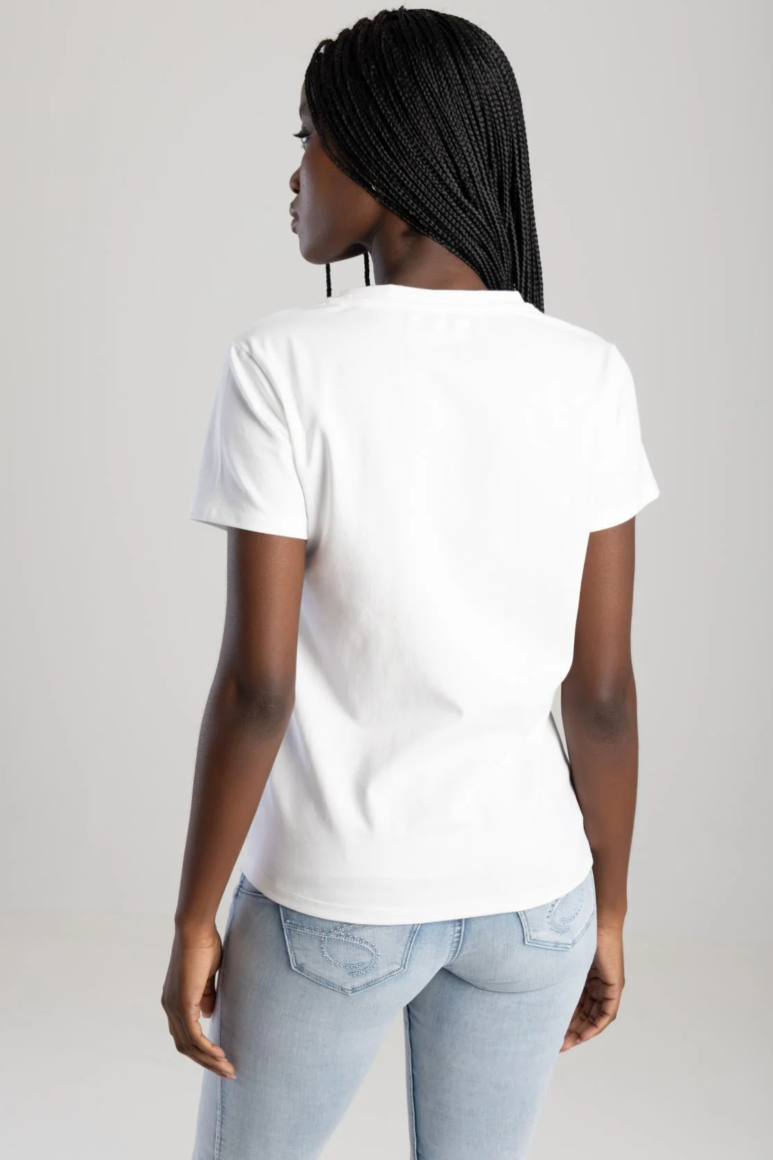 Pearl & Diamante Logo Transfer Tee - White - Image 3