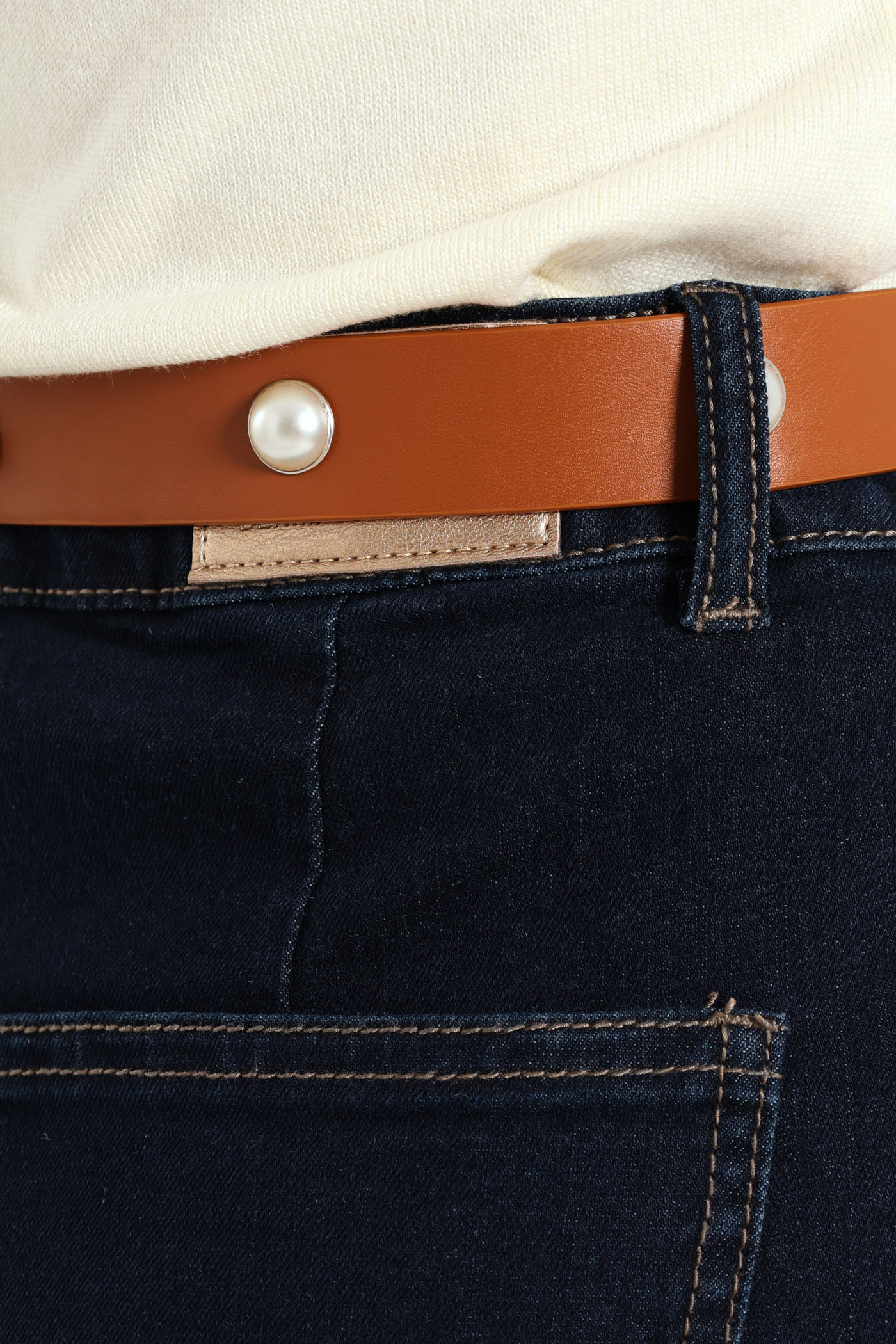 Pearl Belted Wide Leg Jean - Dark Wash Ink - Image 5