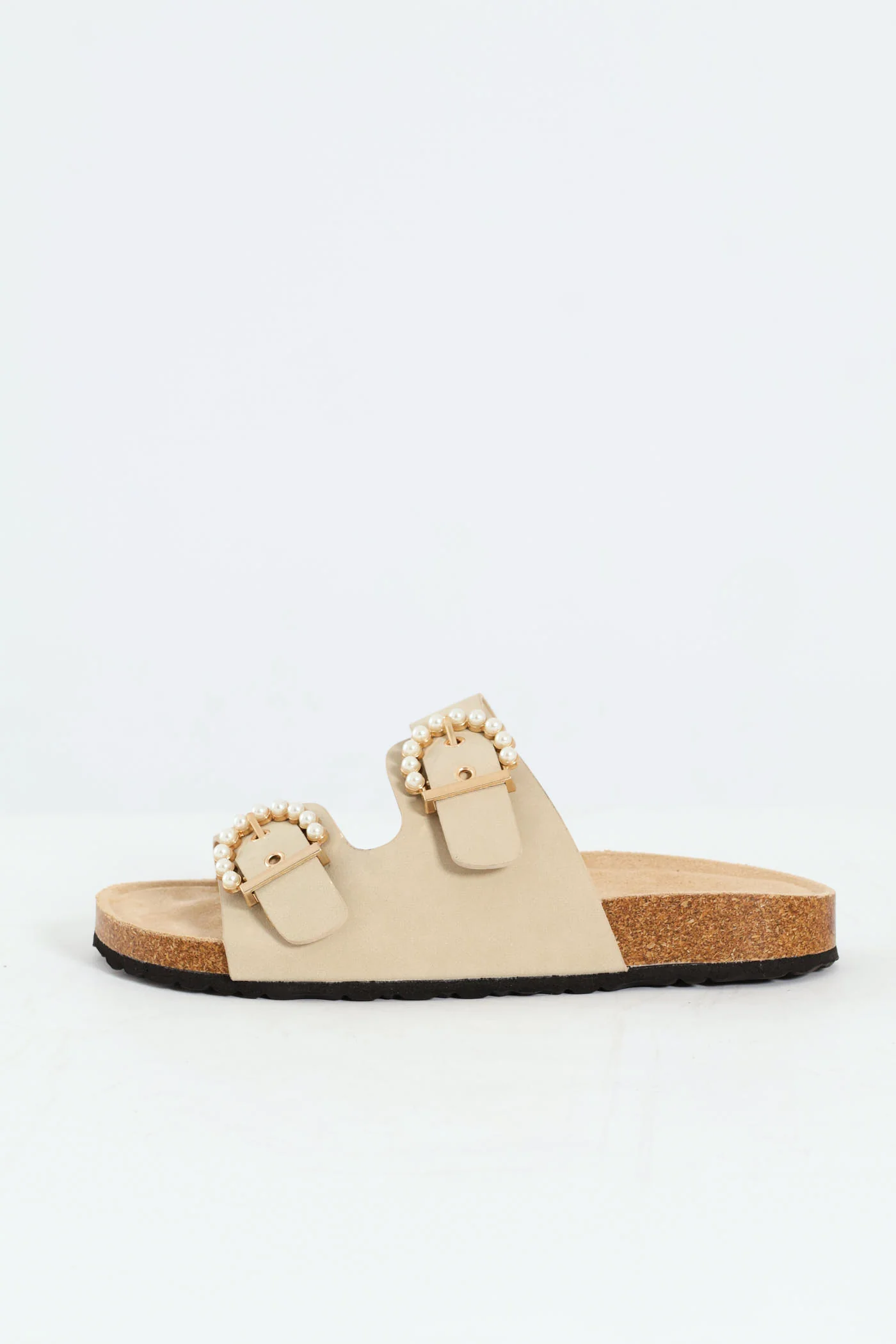 Pearl Buckle Detail Slide - Natural - Image 4