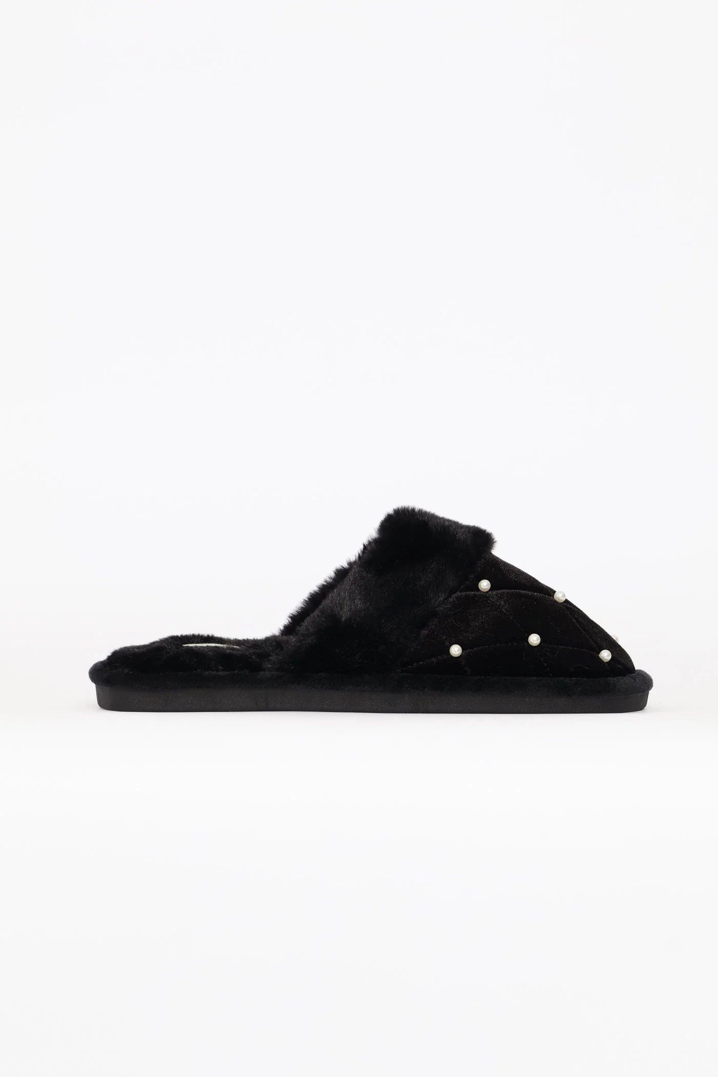 Pearl Detail Slipper - Black - Image 4