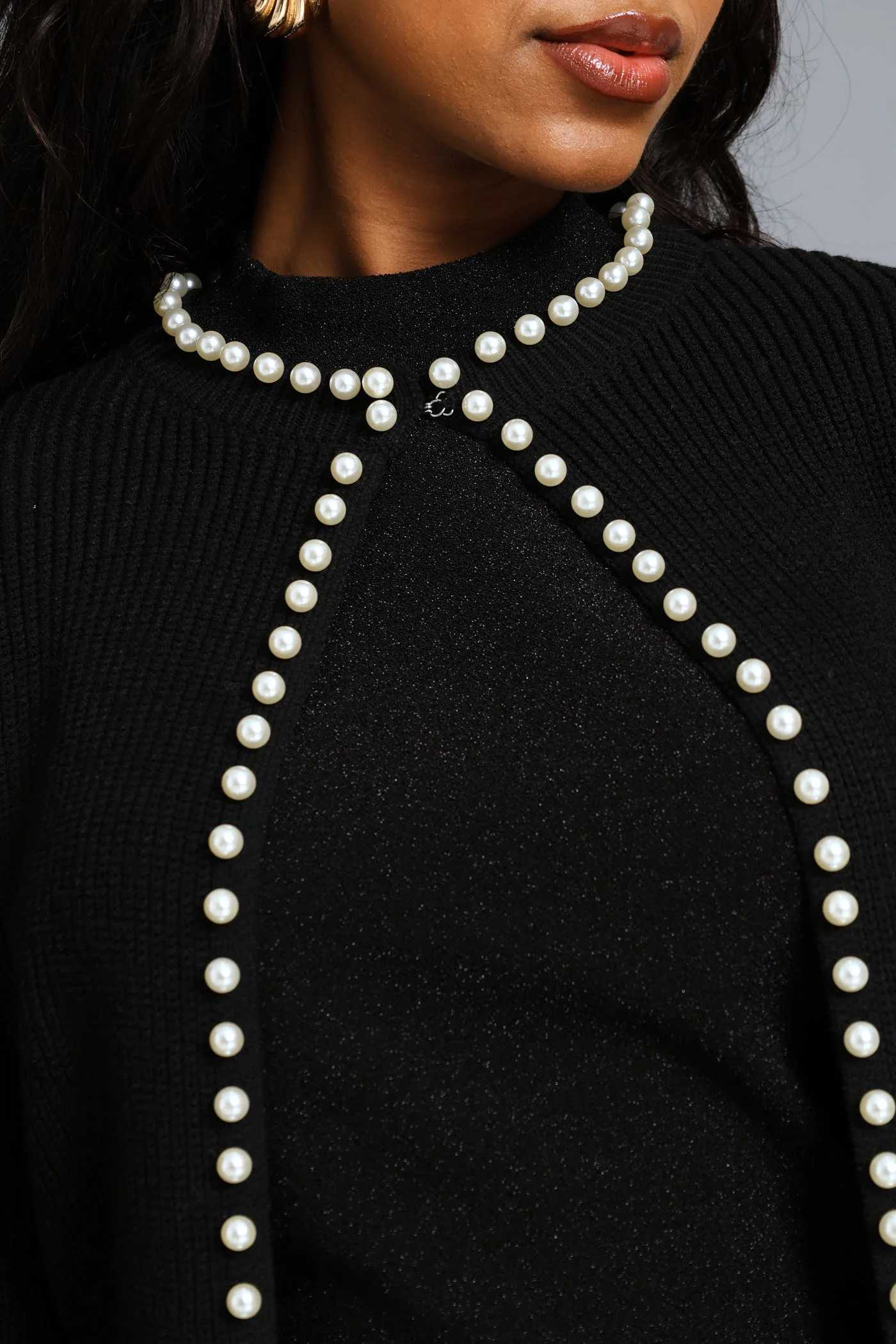 Pearl Edge Cardigan - Black - Image 2