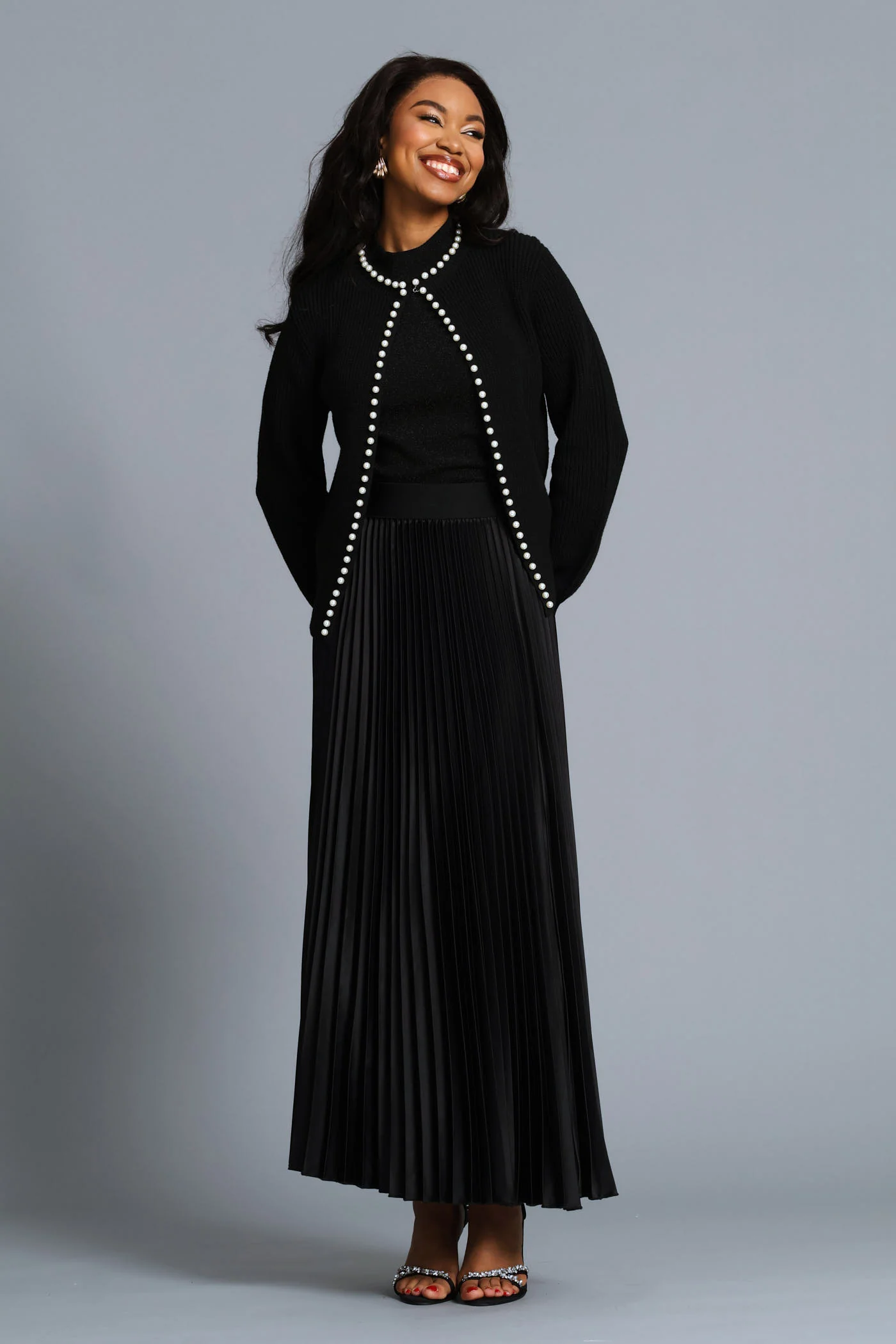 Pearl Edge Cardigan - Black - Image 5