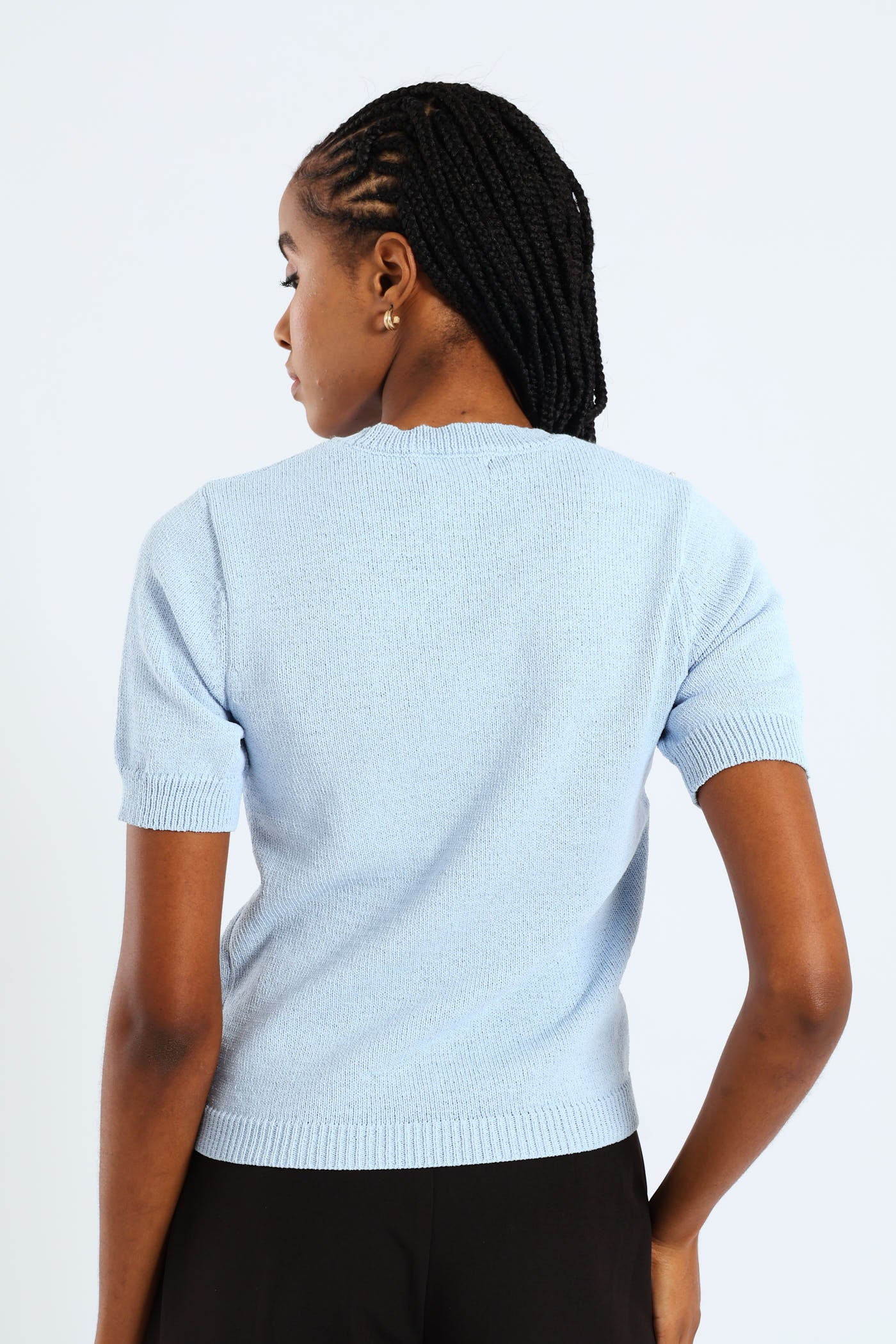 Pearl Embellished Pullover - Light Blue - Image 3