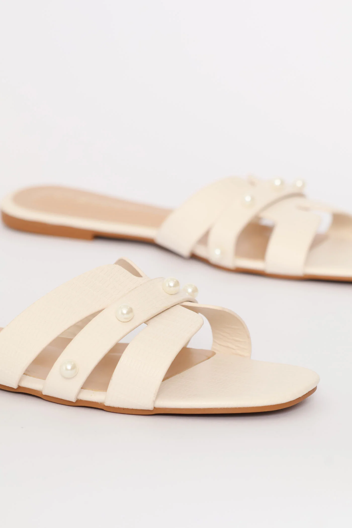 Pearl Strip H-Mule Sandal - Off White - Image 2