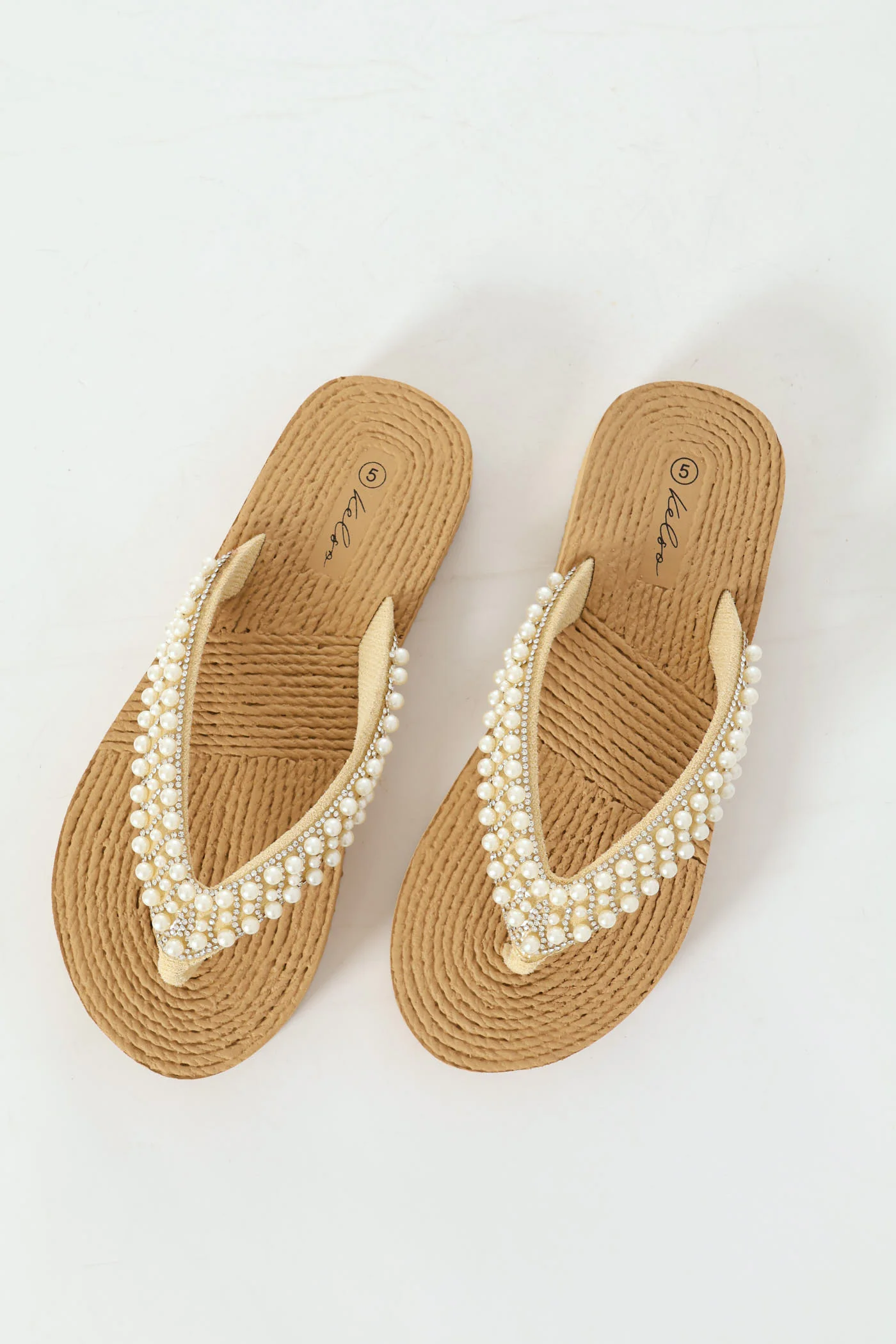 Pearl Thong Sandal On Flatform Outsole - Off White - Image 2