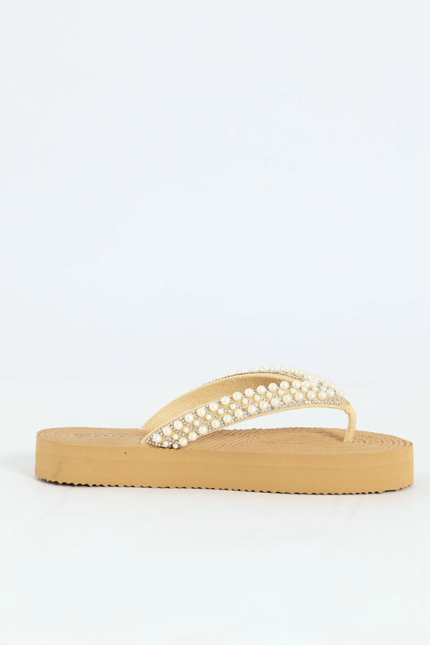 Pearl Thong Sandal On Flatform Outsole - Off White - Image 3