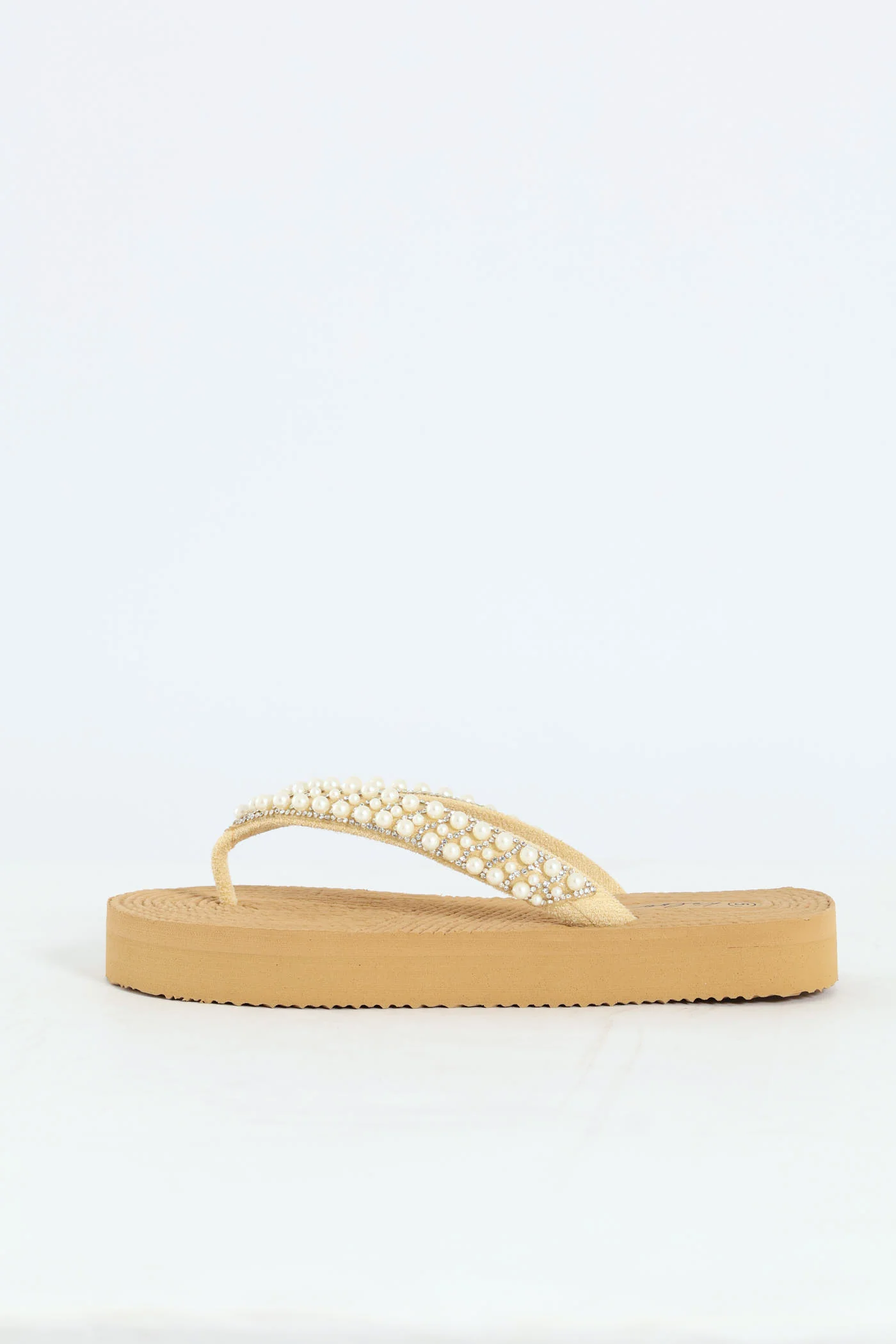 Pearl Thong Sandal On Flatform Outsole - Off White - Image 4
