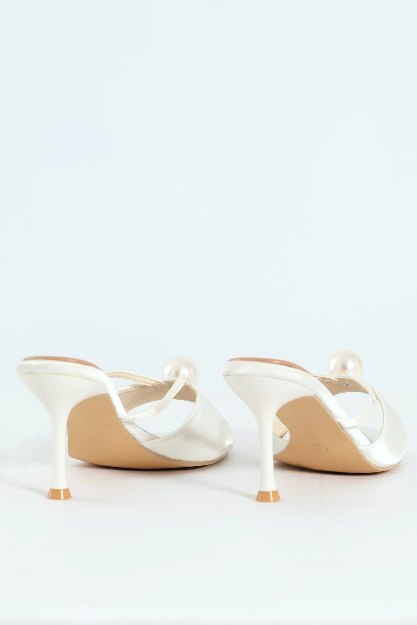 Pearl Trim Fashion Sandal Heel - Off White - Image 3