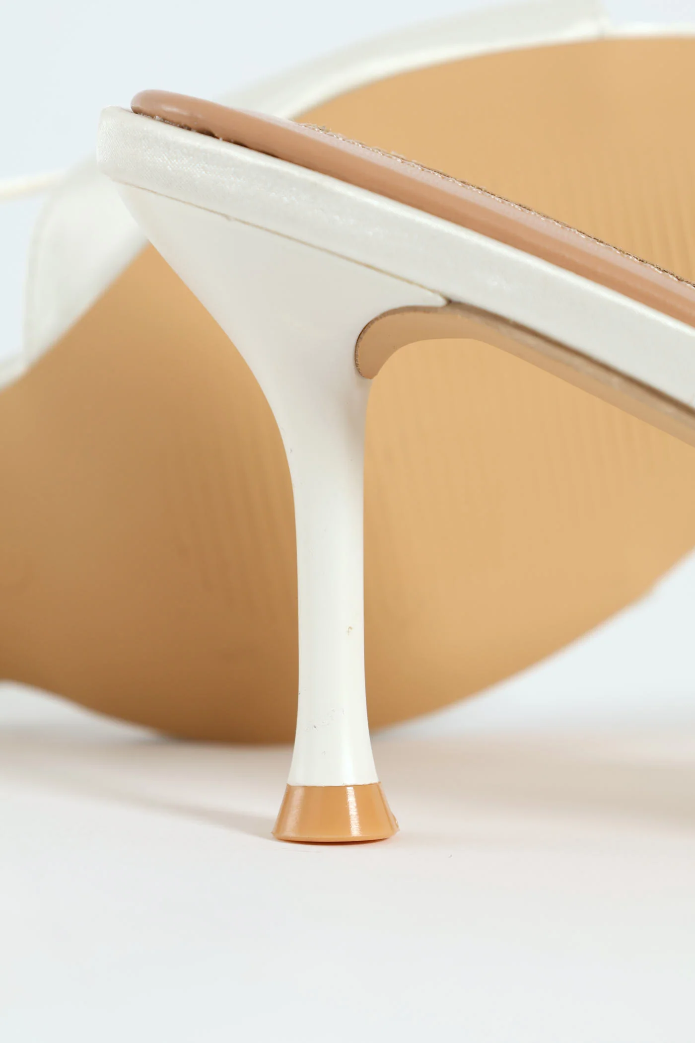 Pearl Trim Fashion Sandal Heel - Off White - Image 4