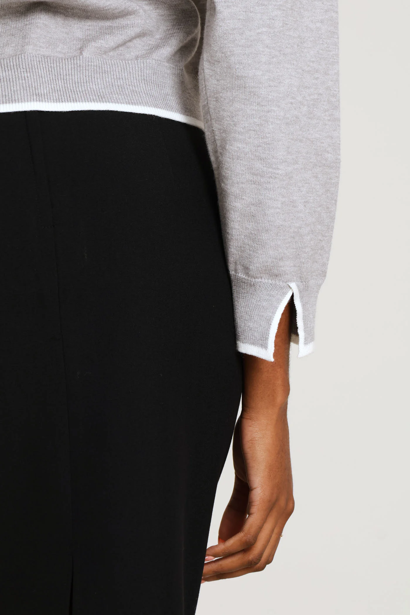 Pearl Welt Pocket Cardigan  - Ice Grey - Image 4
