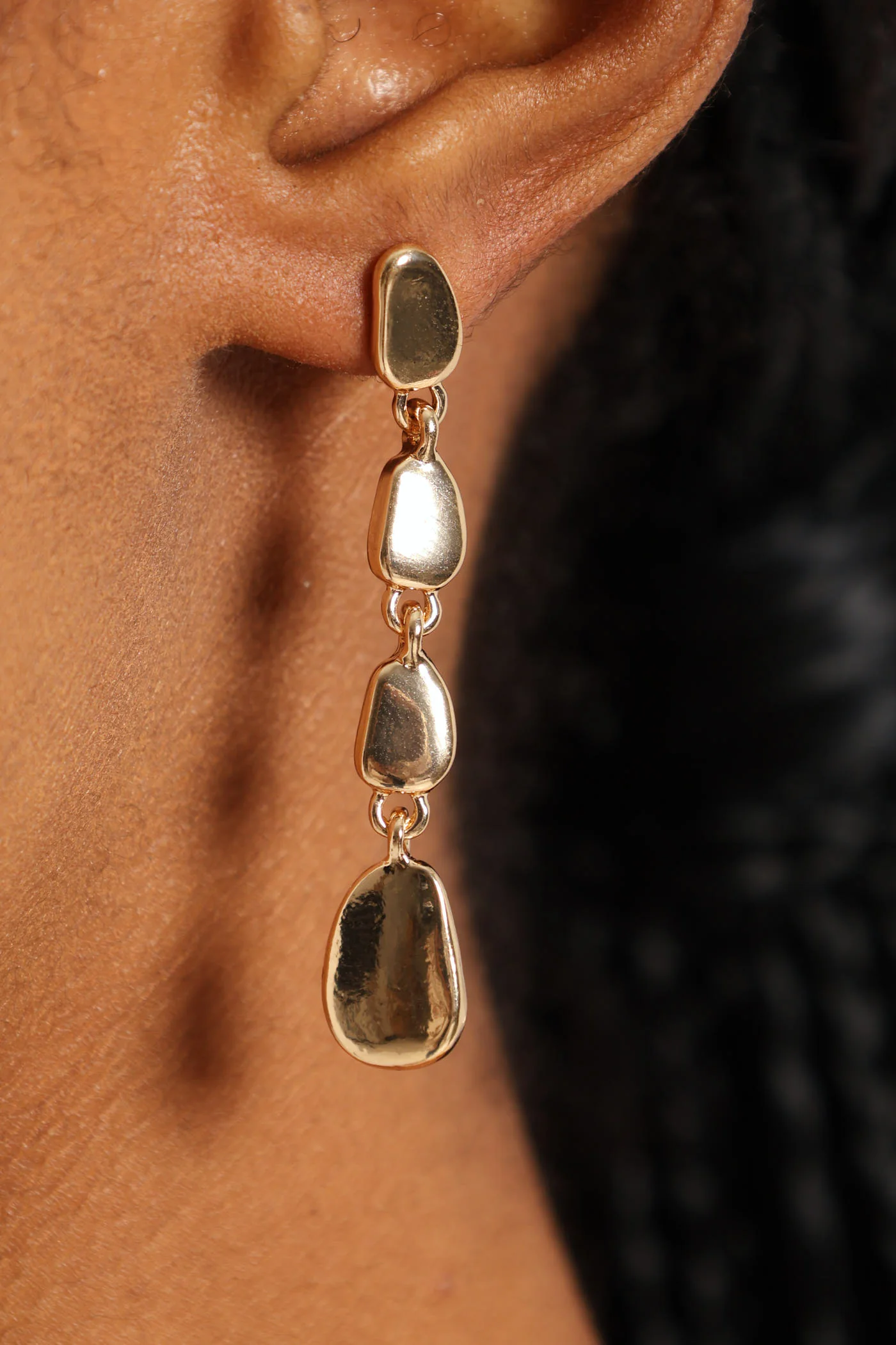 Pebble Drop Earrings - Gold - Image 2