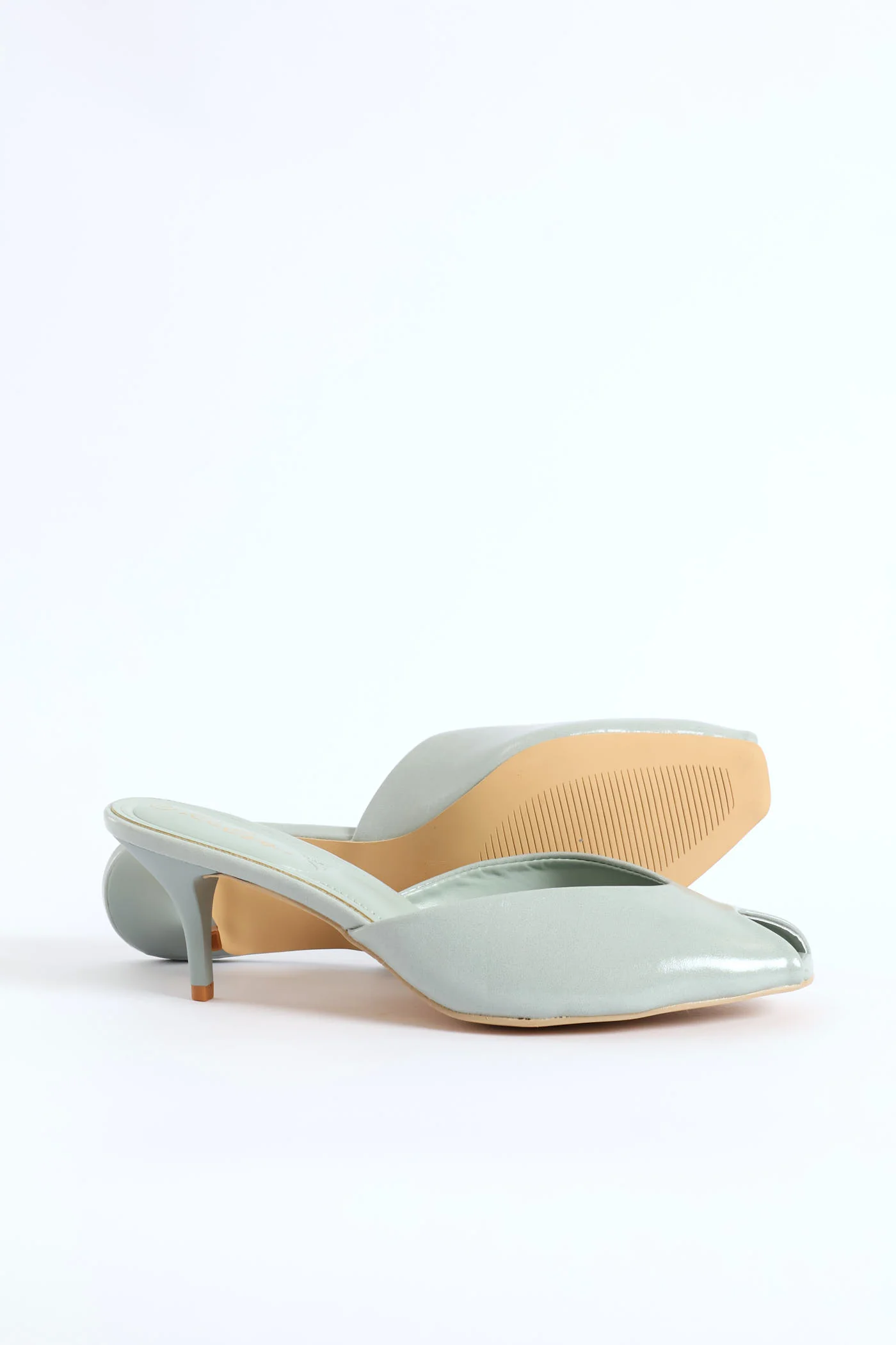 Peeptoe Mule Heel - Sage - Image 6