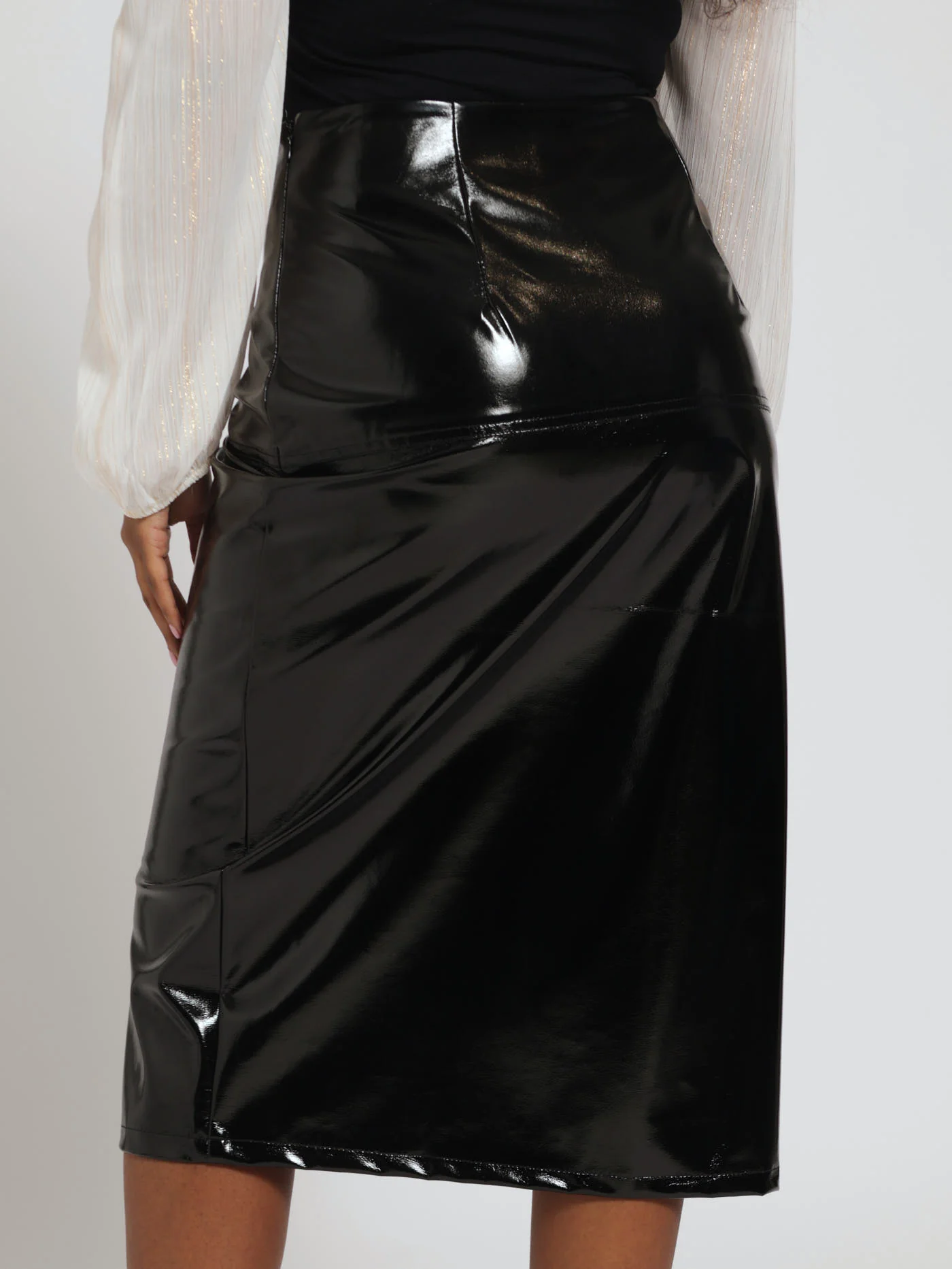 Pencil Midi Skirt - Black - Image 6