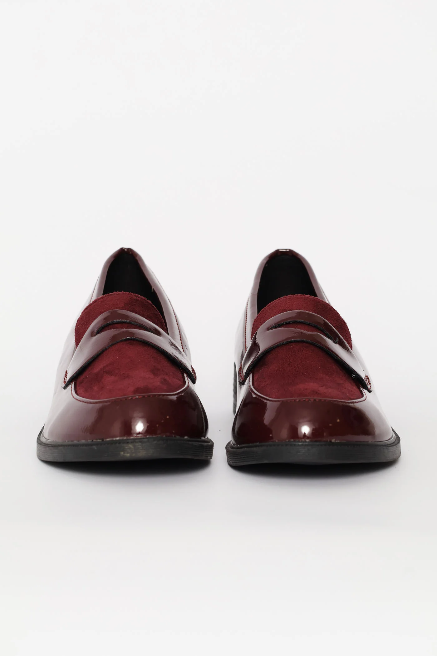 Penny Loafer With Contrast Fabric Vamp - Burgundy - Image 5