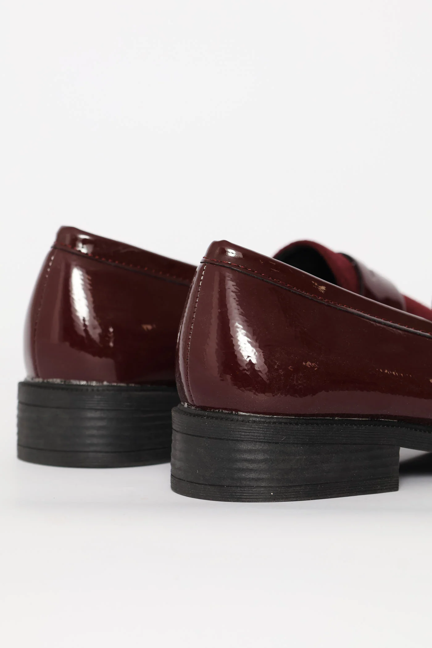 Penny Loafer With Contrast Fabric Vamp - Burgundy - Image 7