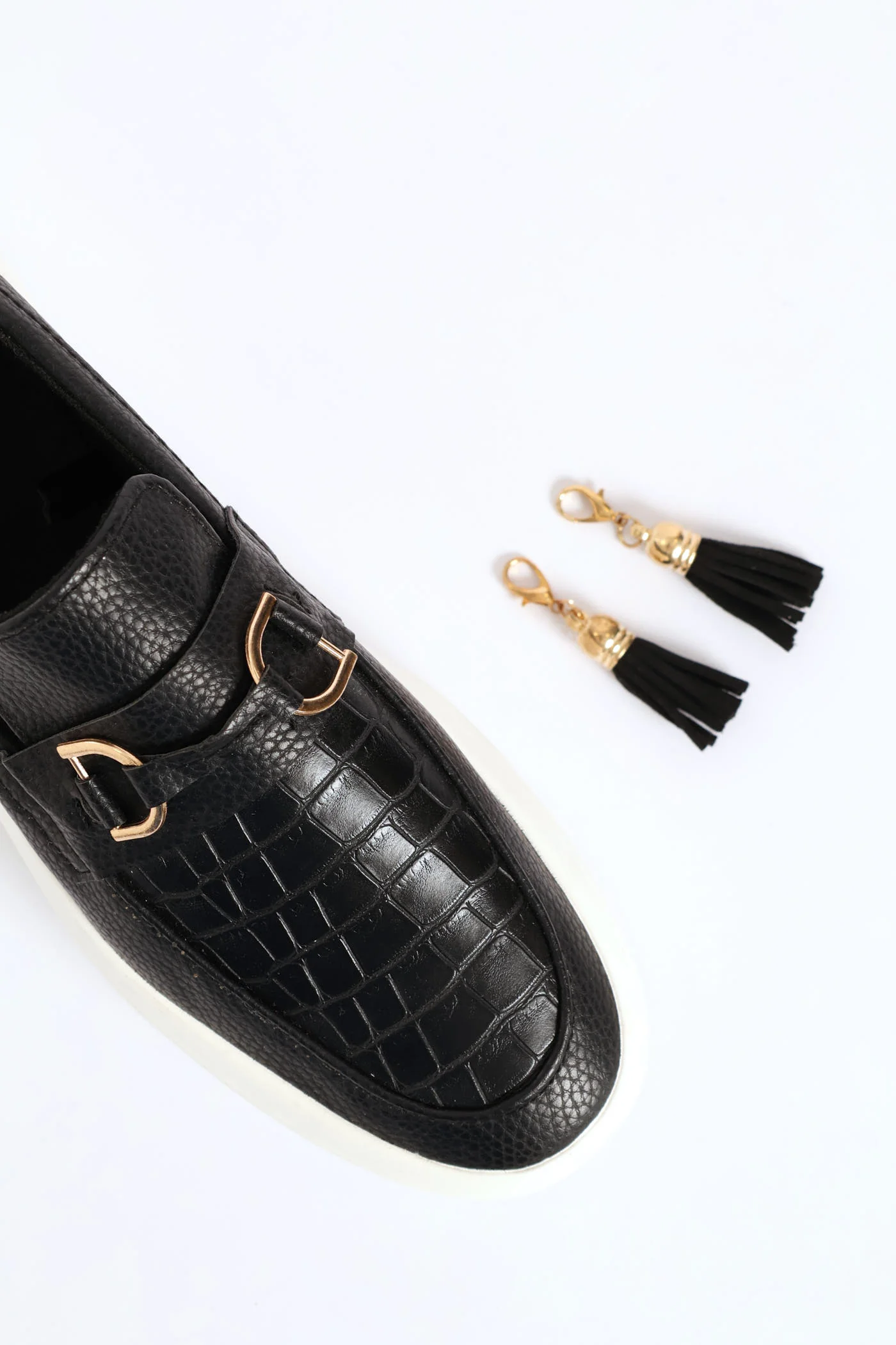 Penny Mock Slip On Sneaker With Detachable Tassels - Black - Image 2