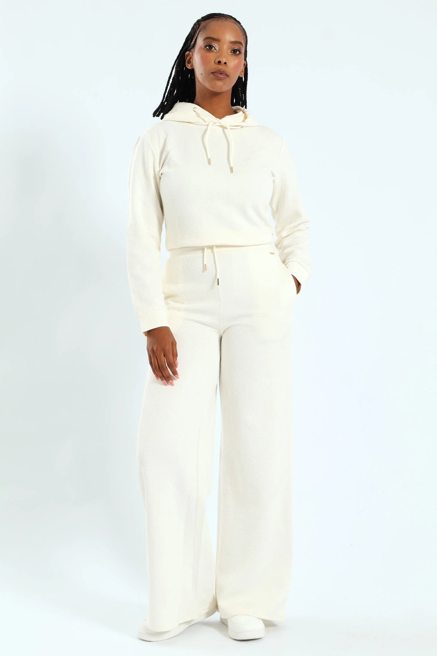 Peony Logo Hoodie Sweatshirt - Cream - Image 3