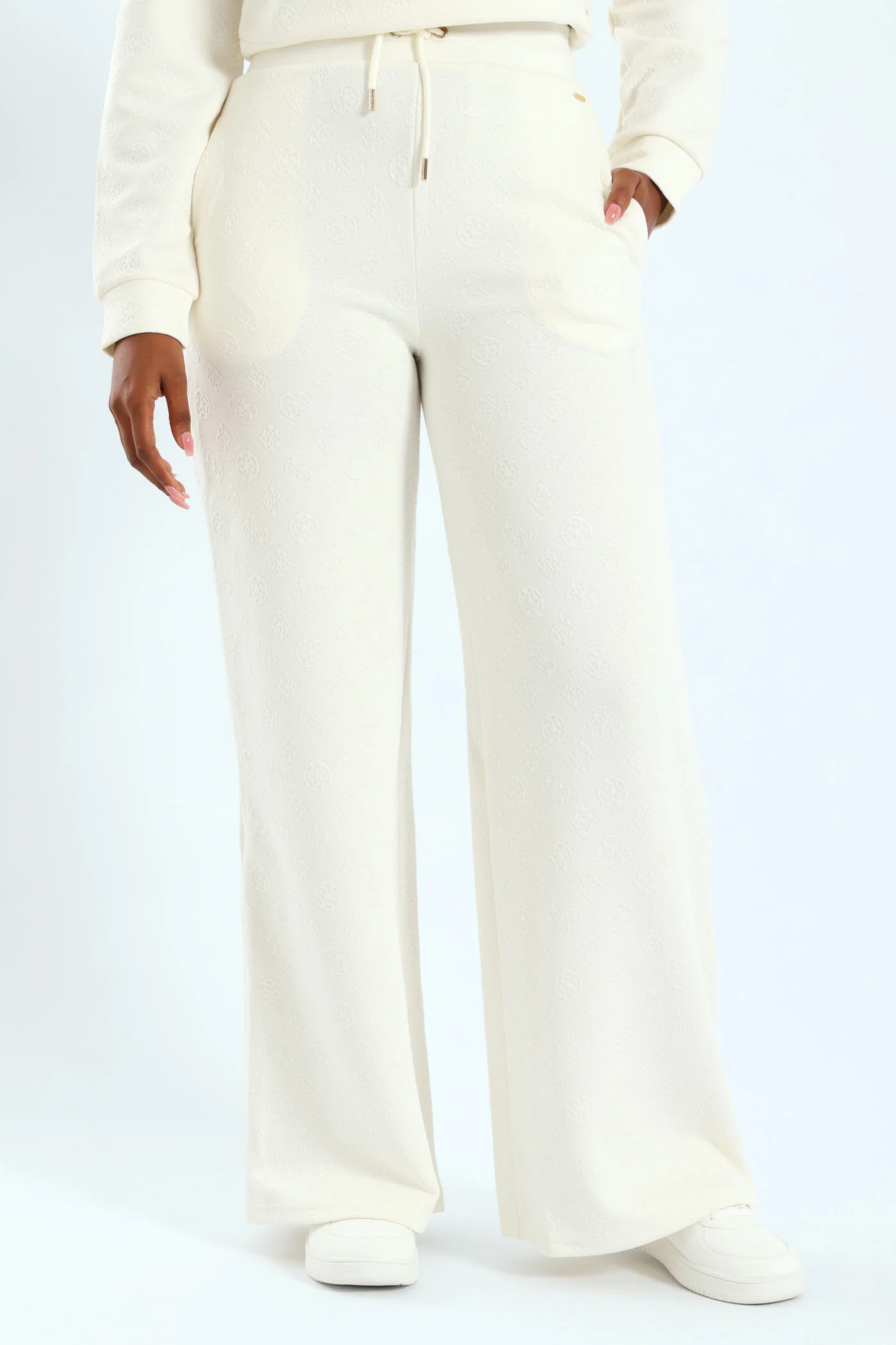 Peony Logo Straight Long Pant - Cream - Image 2