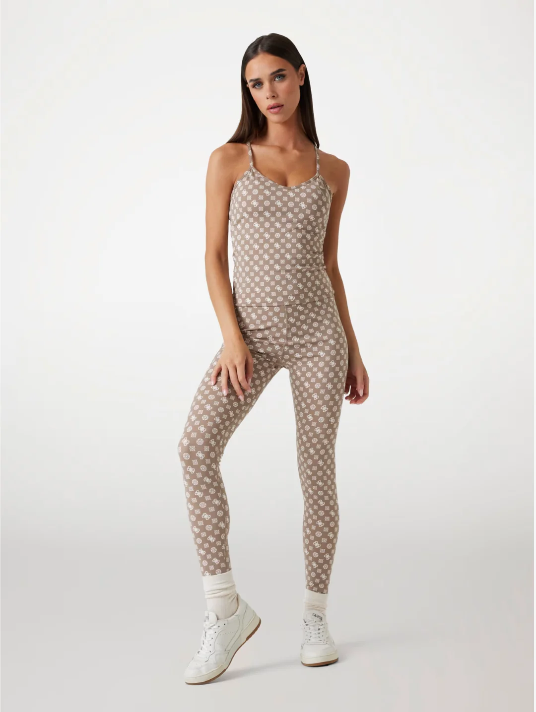 Peony Logomania Active Top - Taupe - Image 5