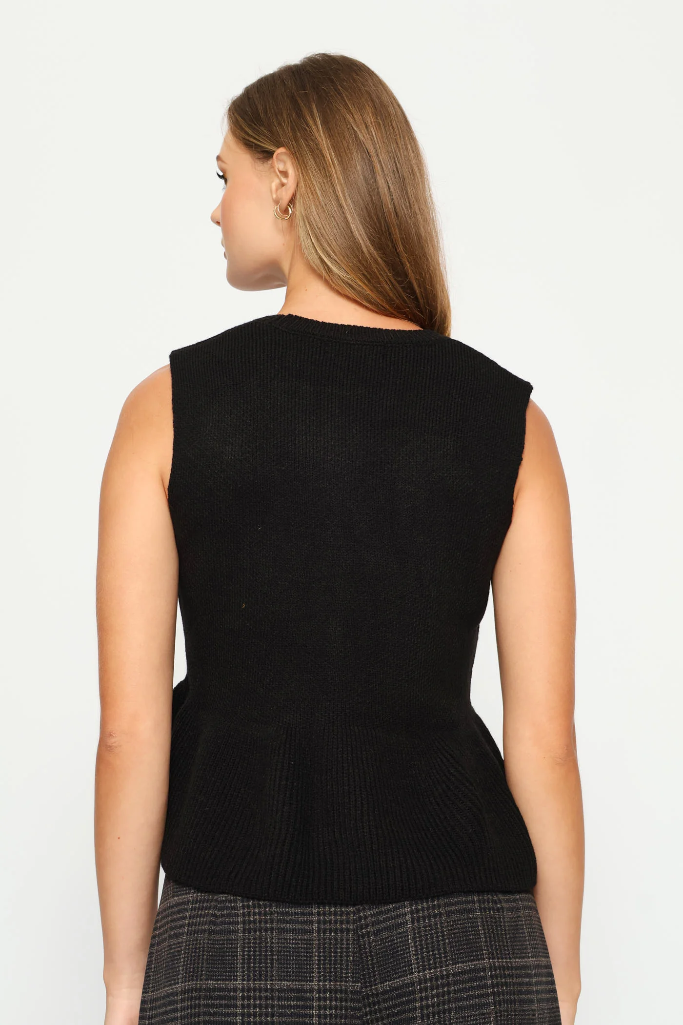 Peplum Knitted Vest - Black - Image 4