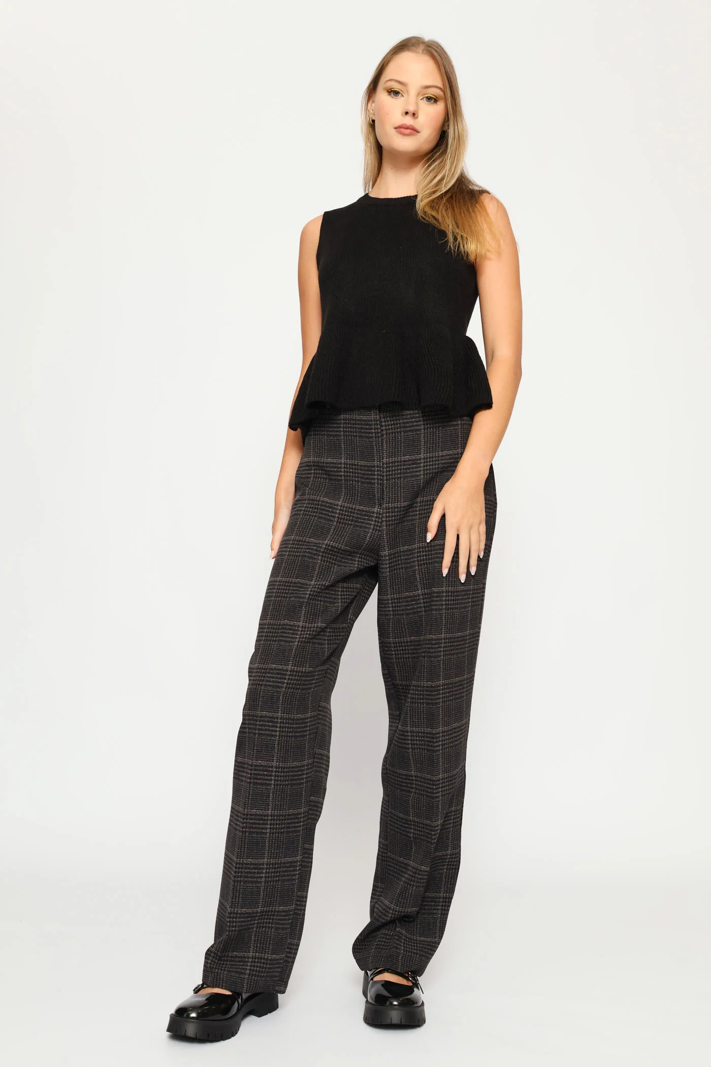 Peplum Knitted Vest - Black - Image 6
