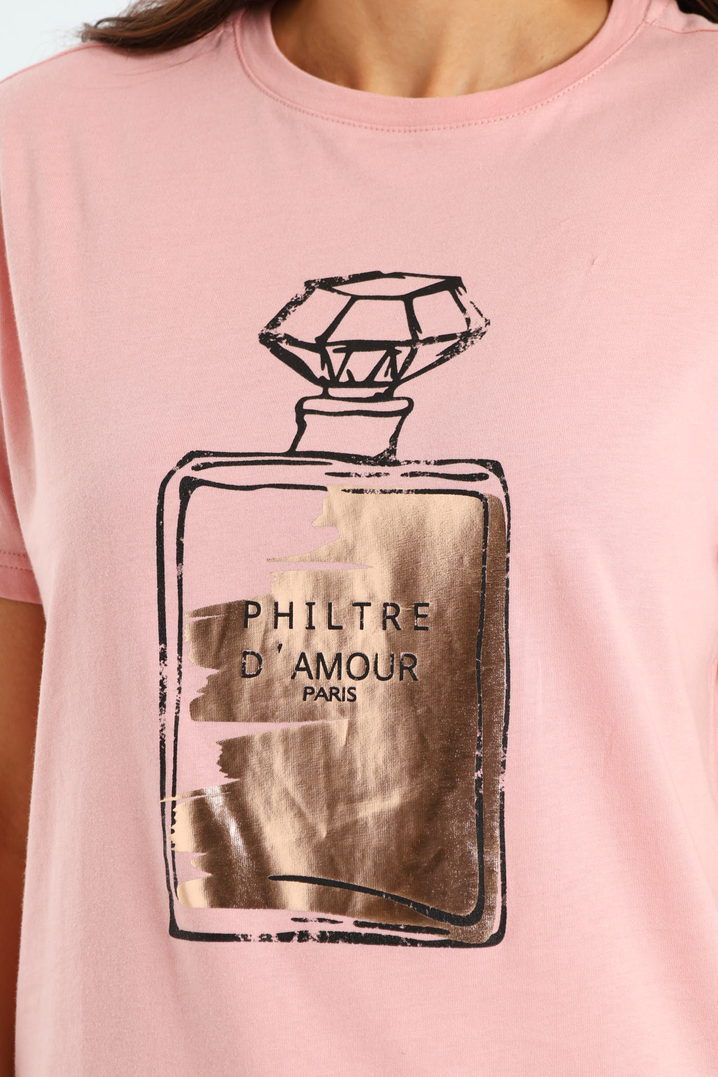 Perfume Bottle Foil Tee - Dusty Pink - Image 4