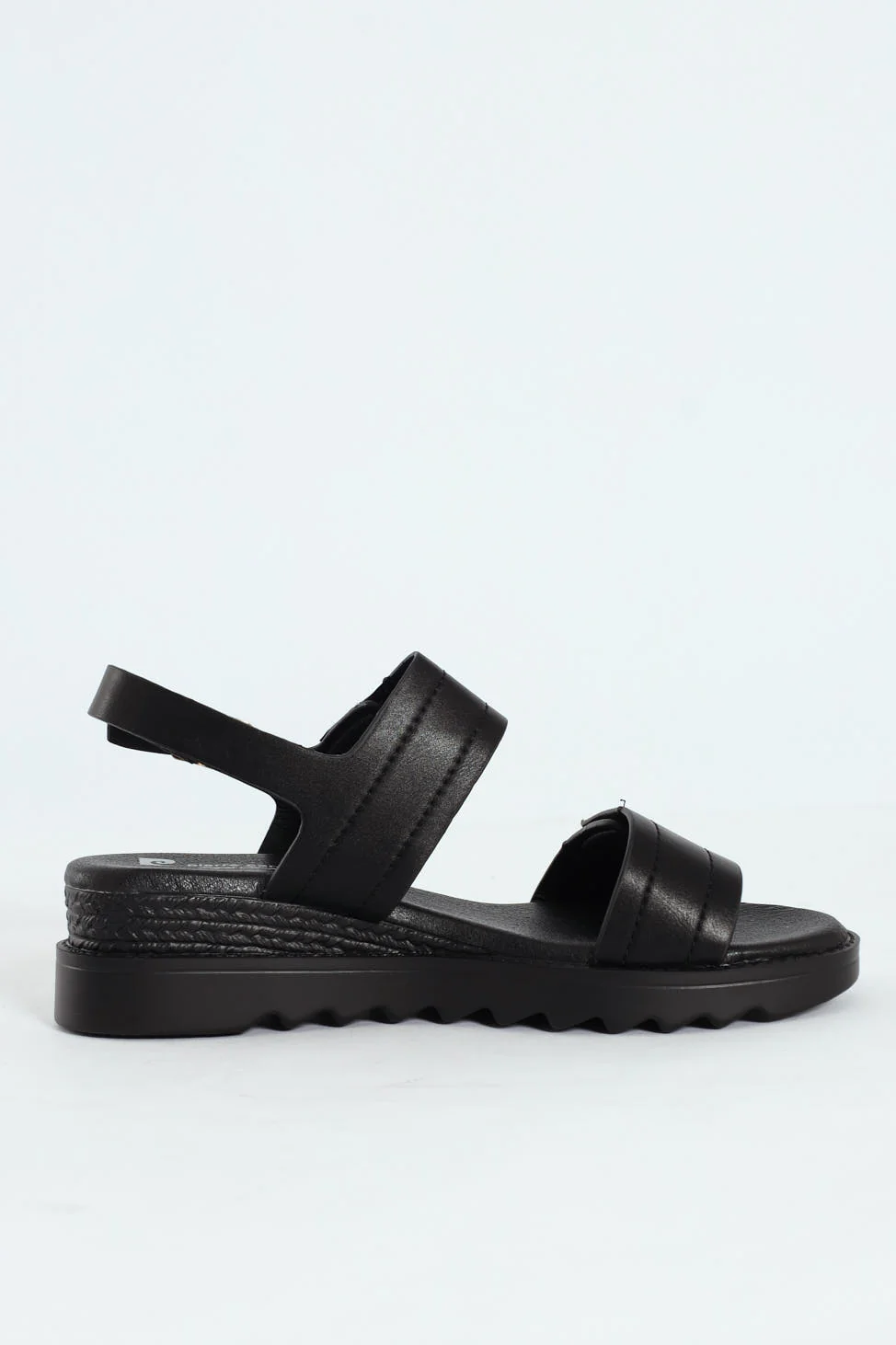 Pertel Double Strap Sport Sandal With Gold Trim - Black - Image 6