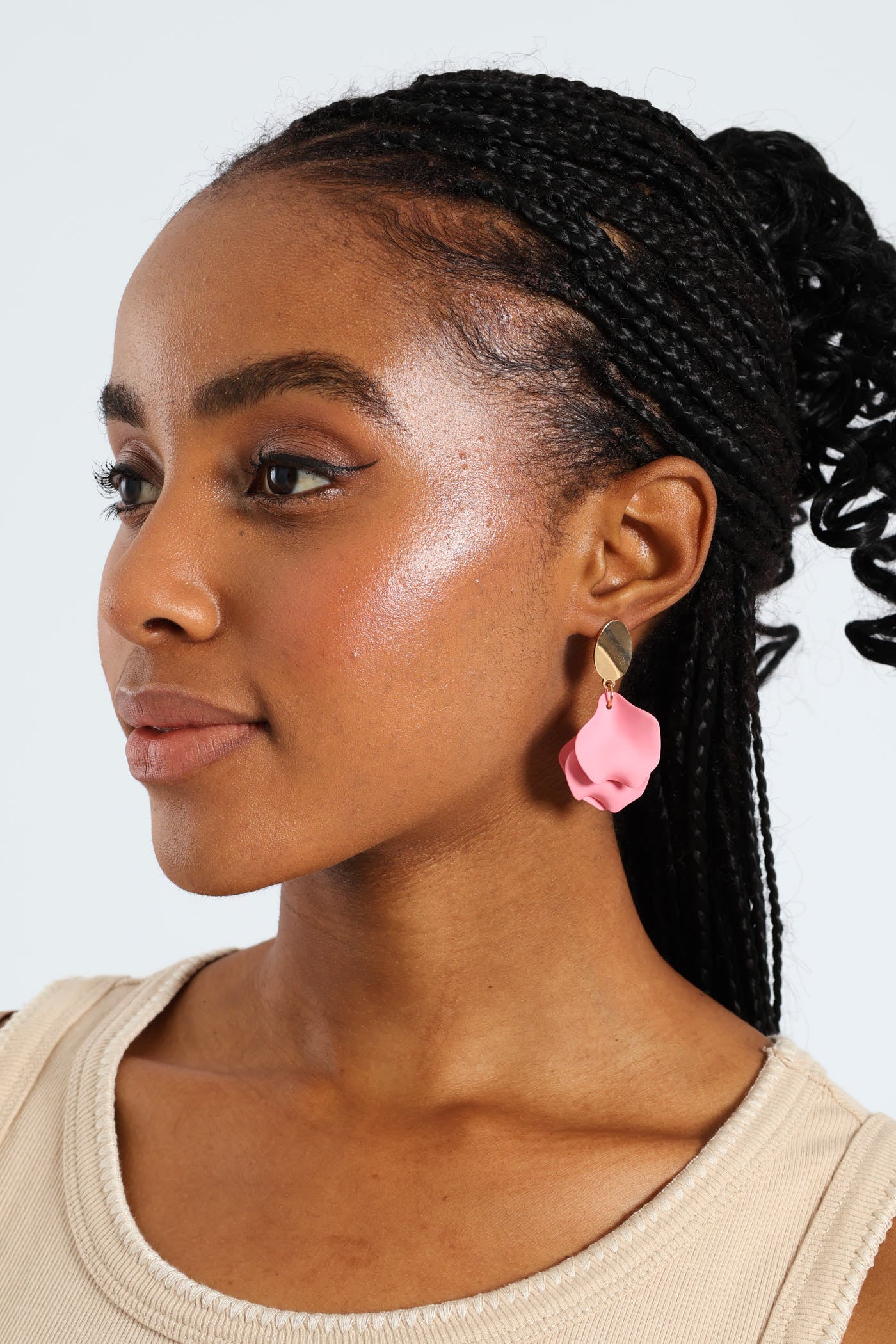 Petal Stud Earrings - Pink - Image 2