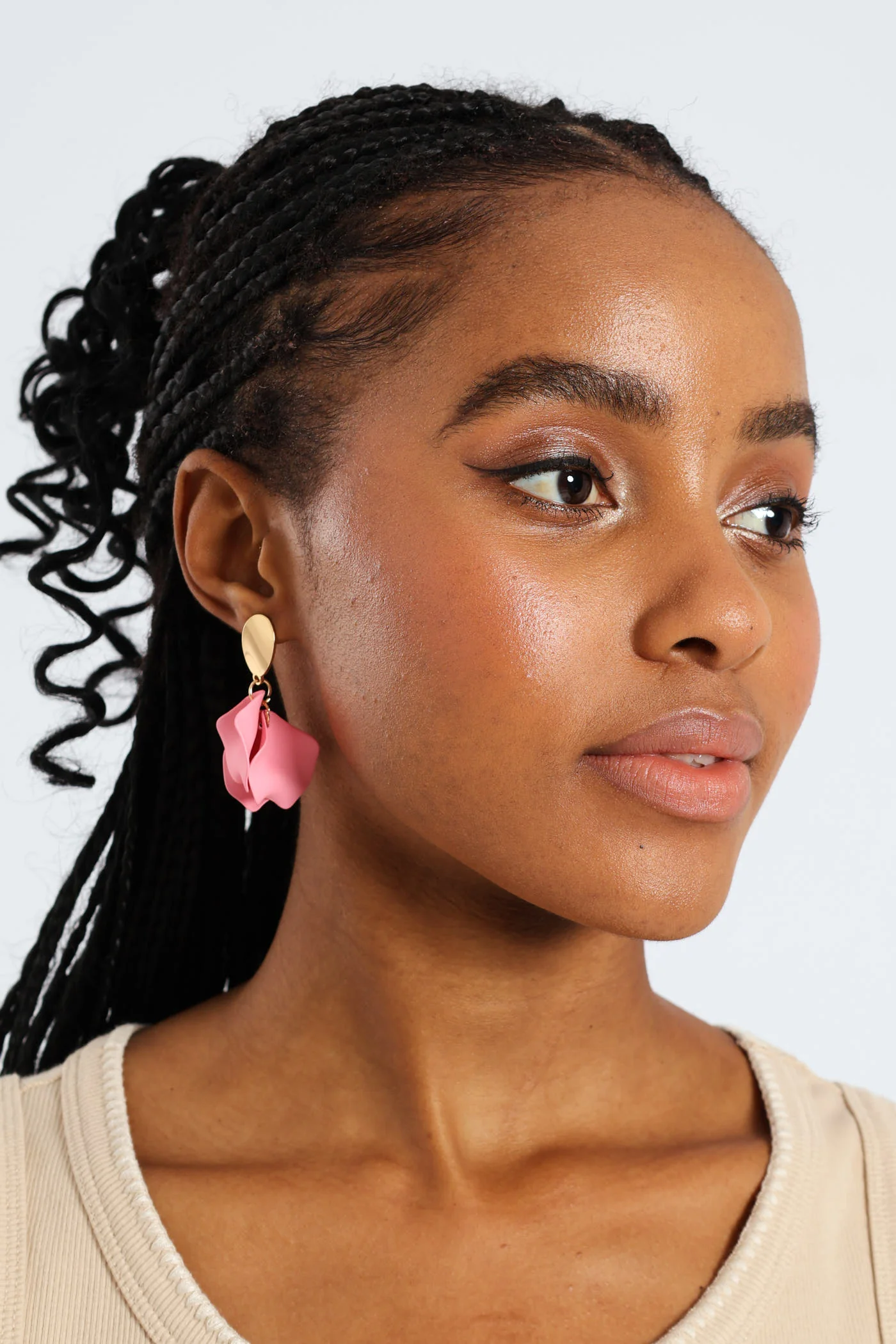 Petal Stud Earrings - Pink - Image 3