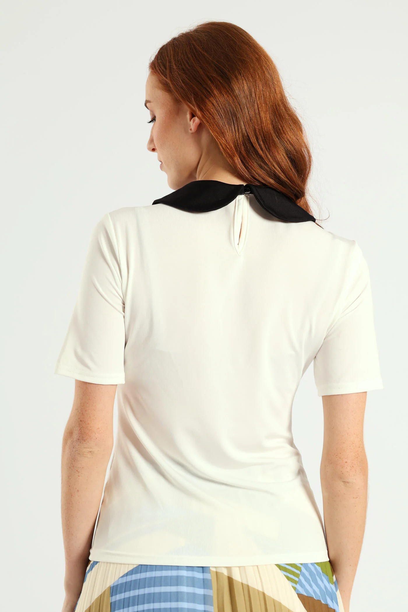 Peter Pan Tie Up Blouse - Cream/Black - Image 4