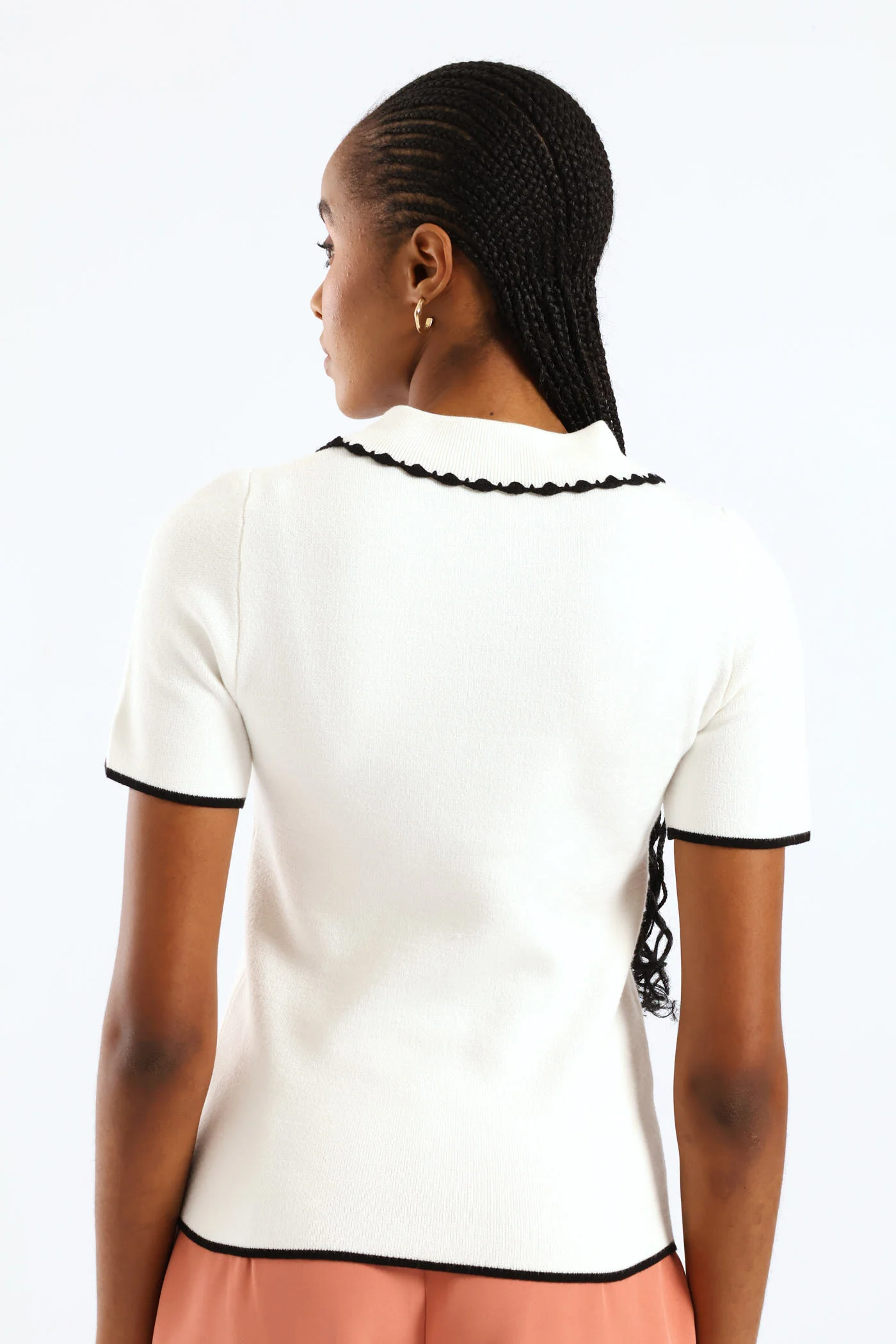 Peter Pan Tipped Pullover - White/Black - Image 2